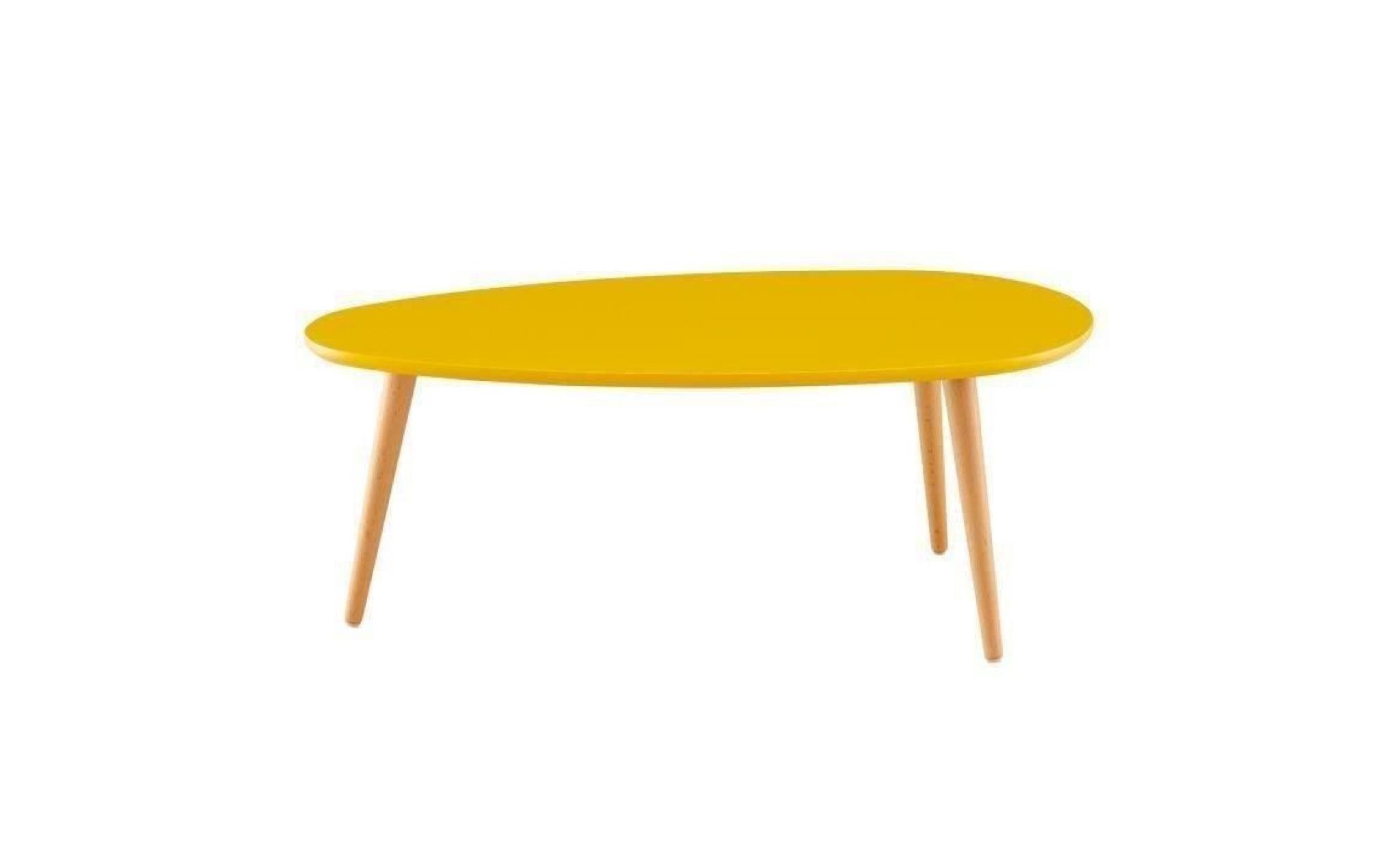 stone table basse ovale scandinave jaune moutarde laqué   l 88 x l 48 cm pas cher