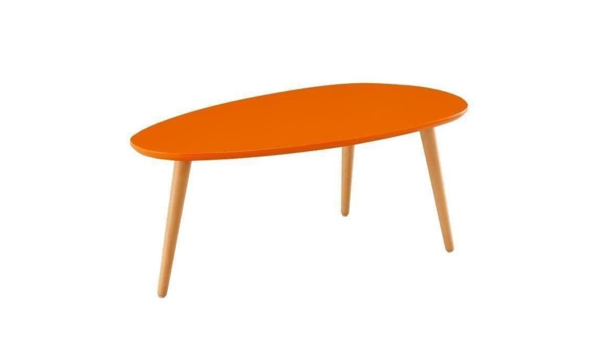 stone table basse ovale scandinave orange laqué   l 88 x l 48 cm
