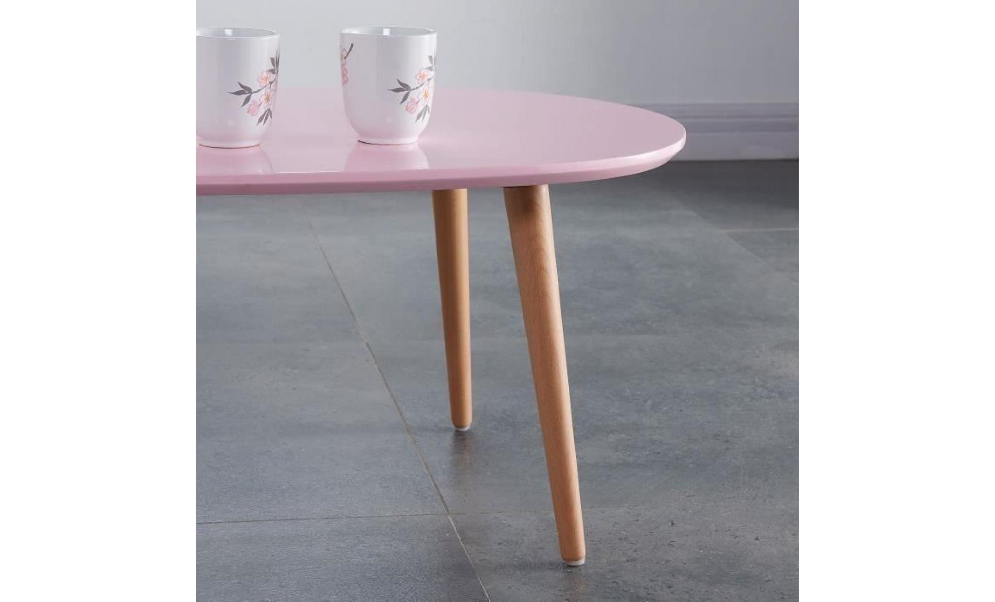 stone table basse ovale scandinave rose pastel laqué   l 88 x l 48 cm pas cher