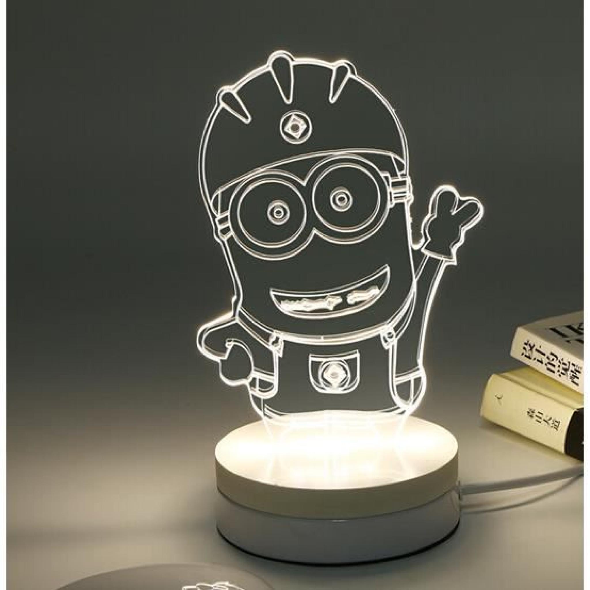 STR® Minions Lampe de table, avec effet 3D, la température de couleur 3，6W