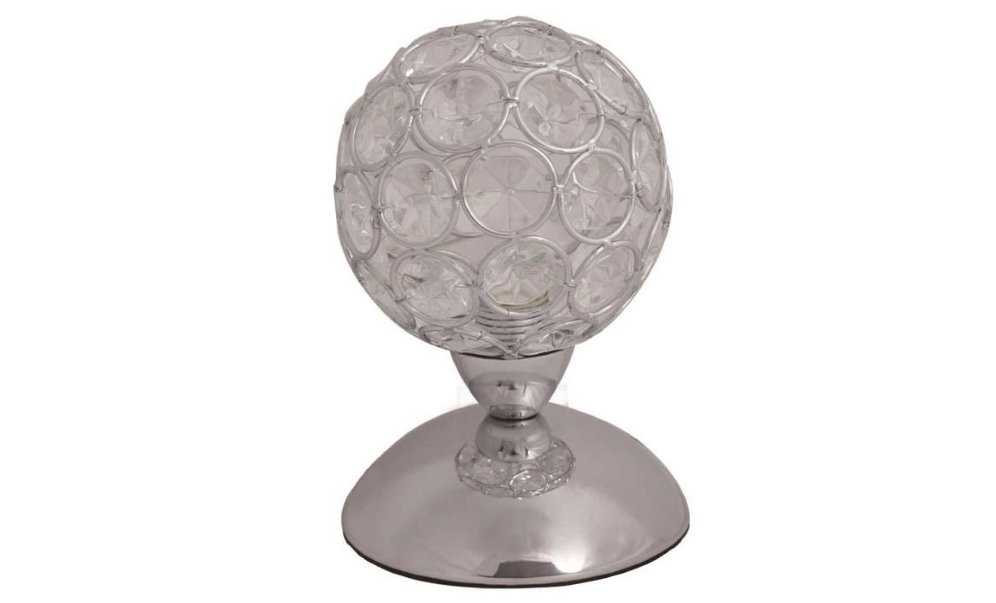 lampe de chevet tactile boule en chromé et verre cristal – Ø 10 cm