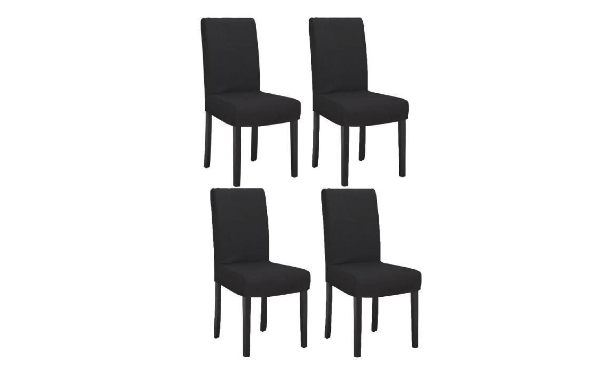 STRIP Lot de 4 chaises de salle à manger déhoussables noires