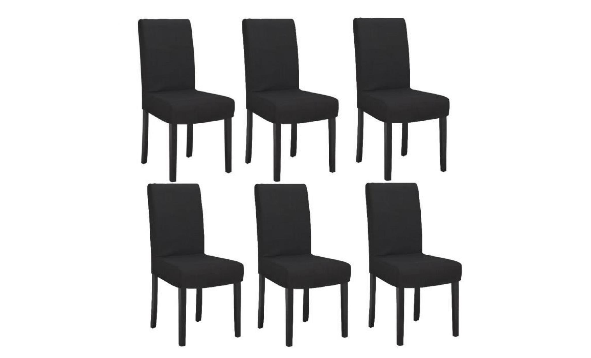 STRIP Lot de 6 chaises de salle à manger déhoussables noires