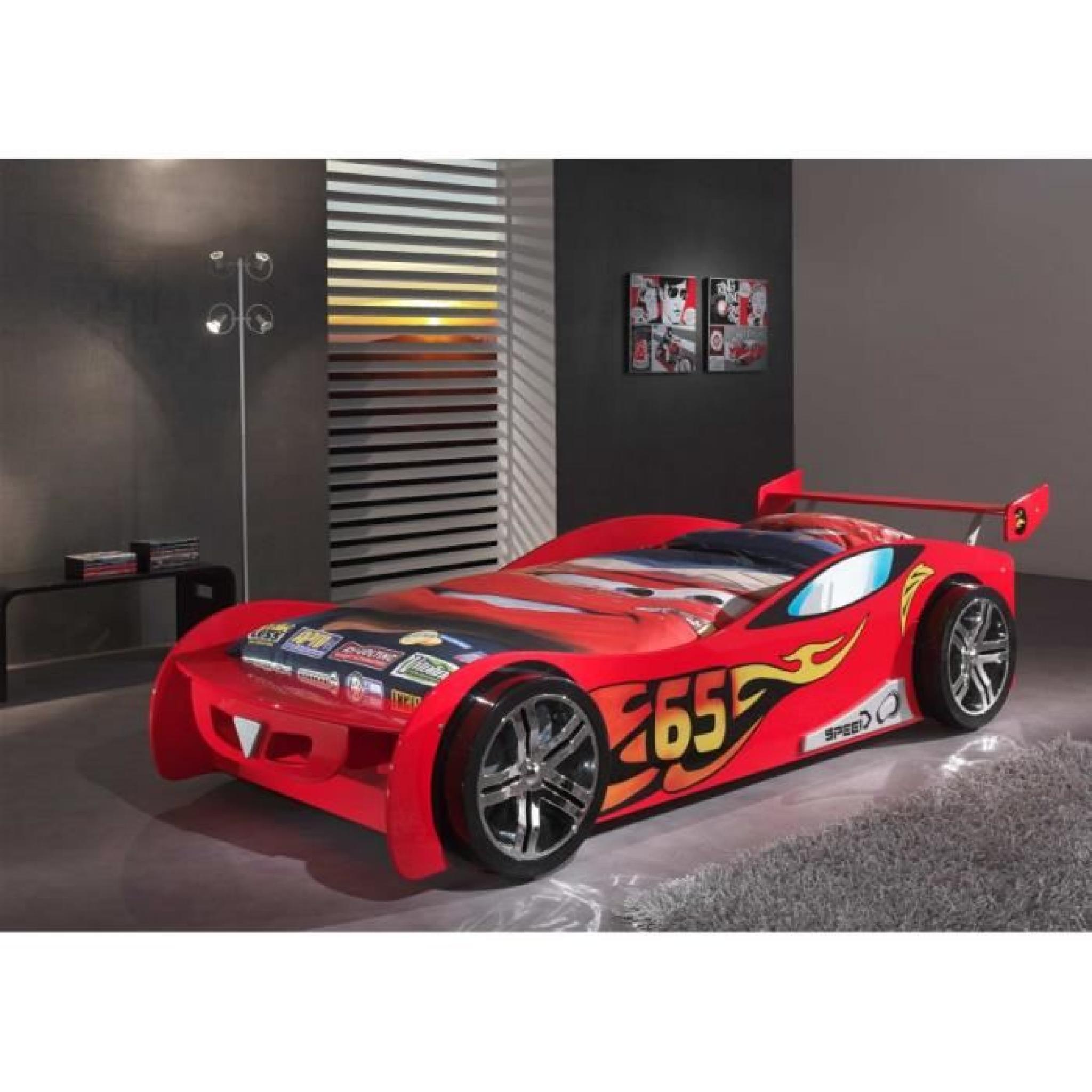 Structure de lit voiture de course rouge
