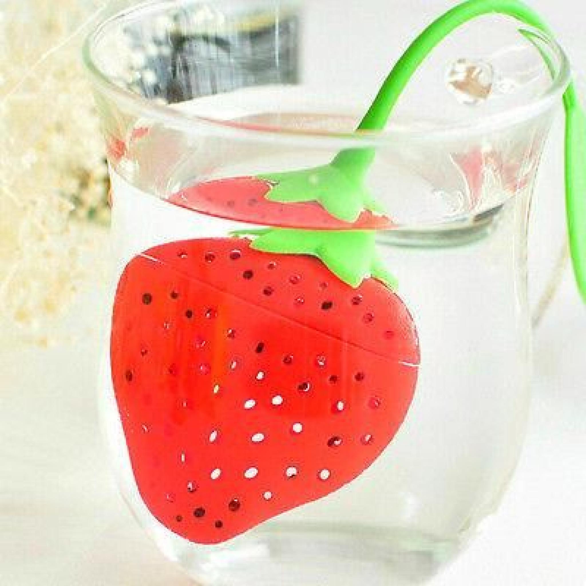Style mignon Strawberry Tea Leaf Silicone Passoire Herbal Spice Infuser Filtre ba2a