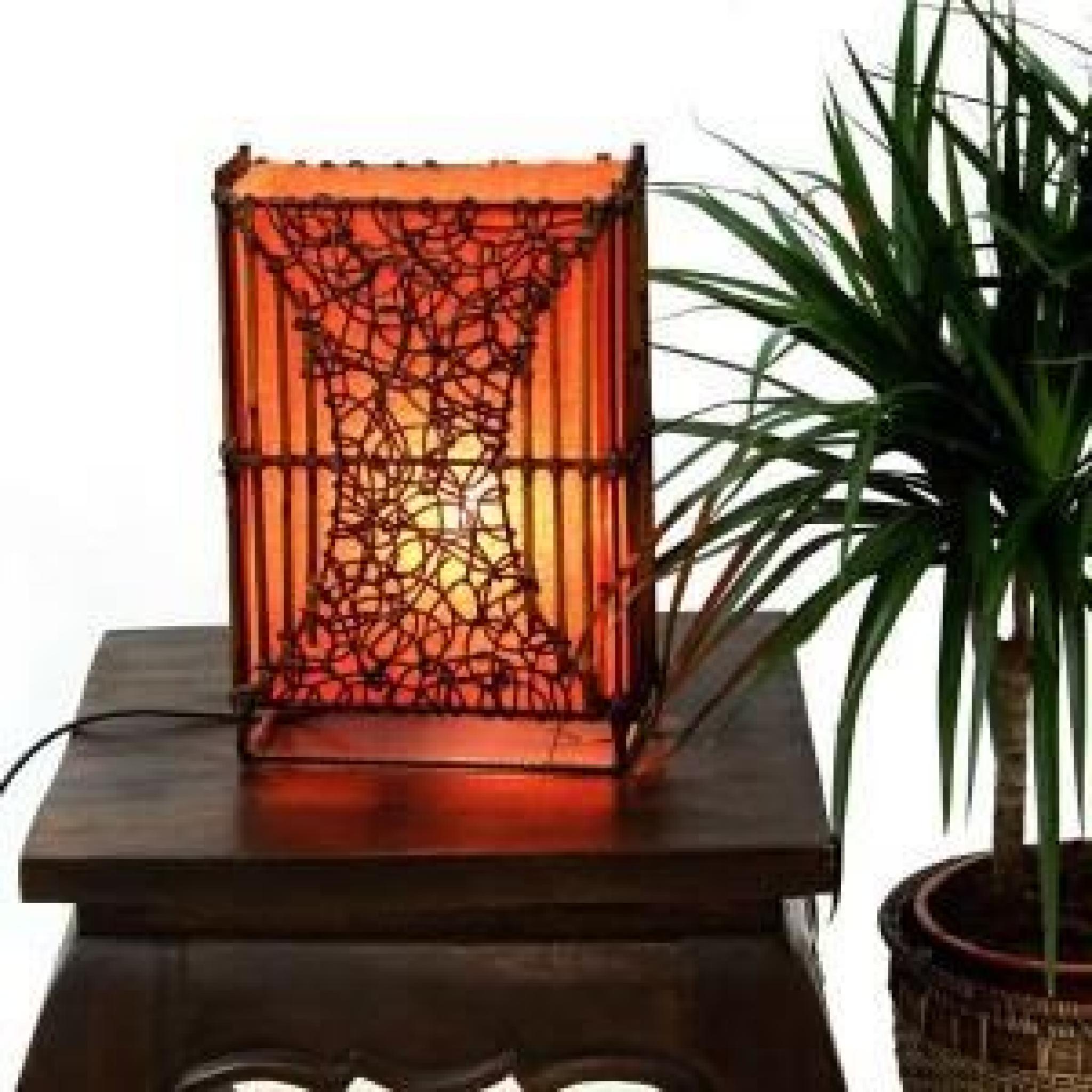 Sun d’koh - Lampe rectangulaire orange motif to…