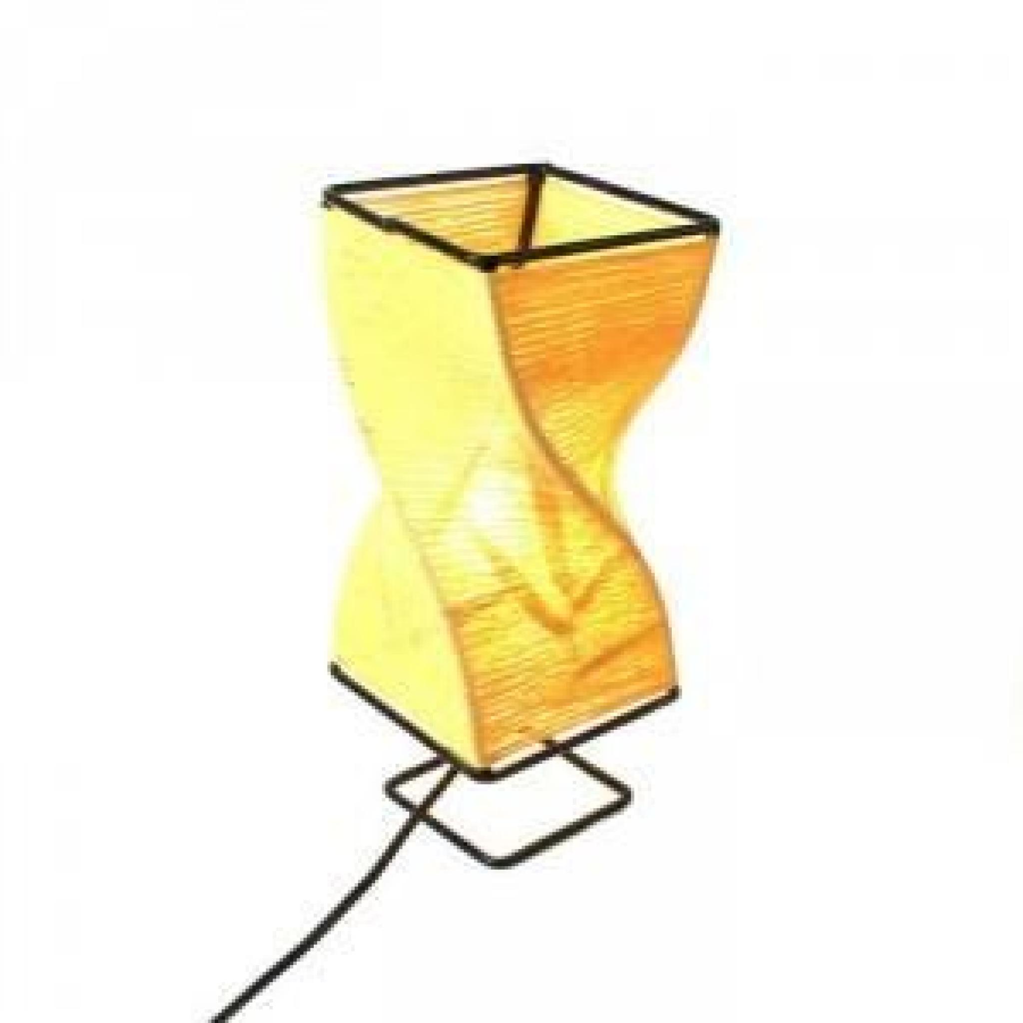 Sun d’koh - Lampe tissu torsadée jaune -  feuil…