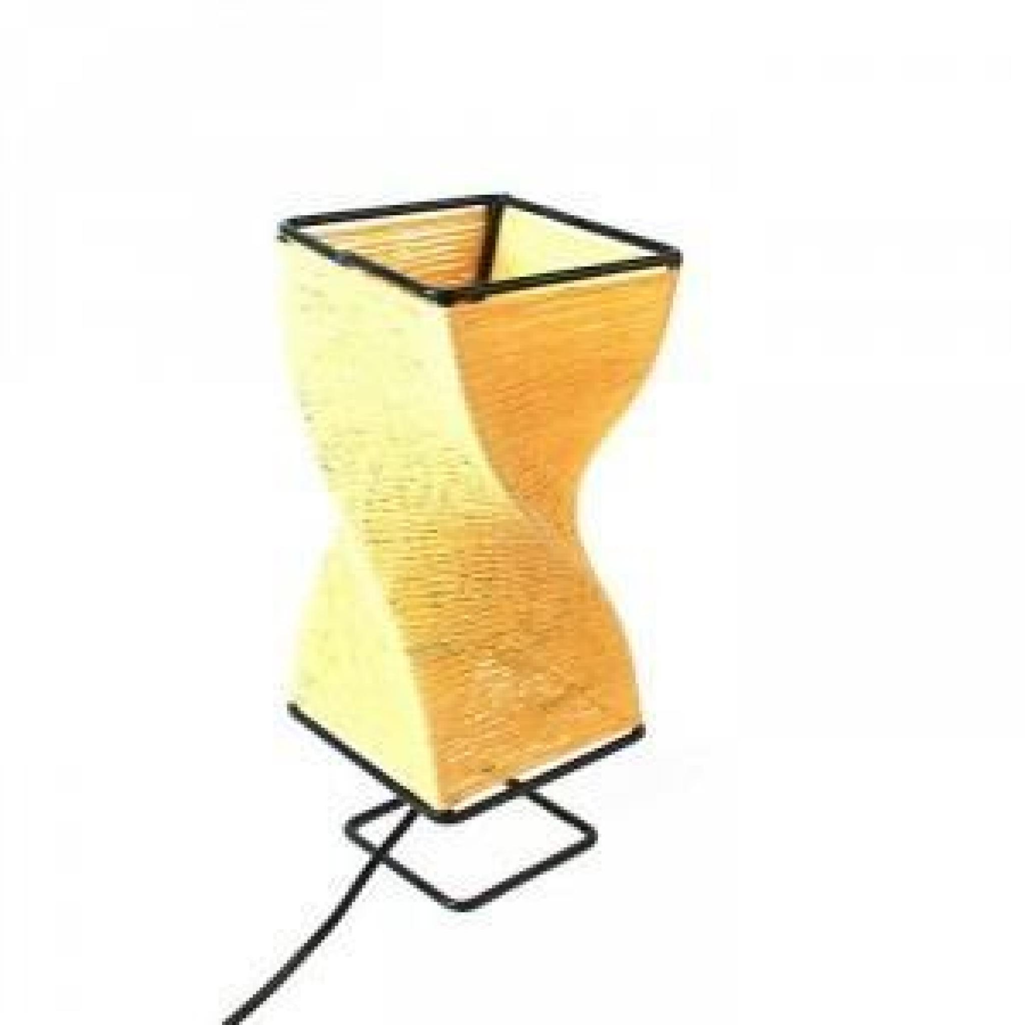Sun d’koh - Lampe tissu torsadée jaune -  feuil… pas cher