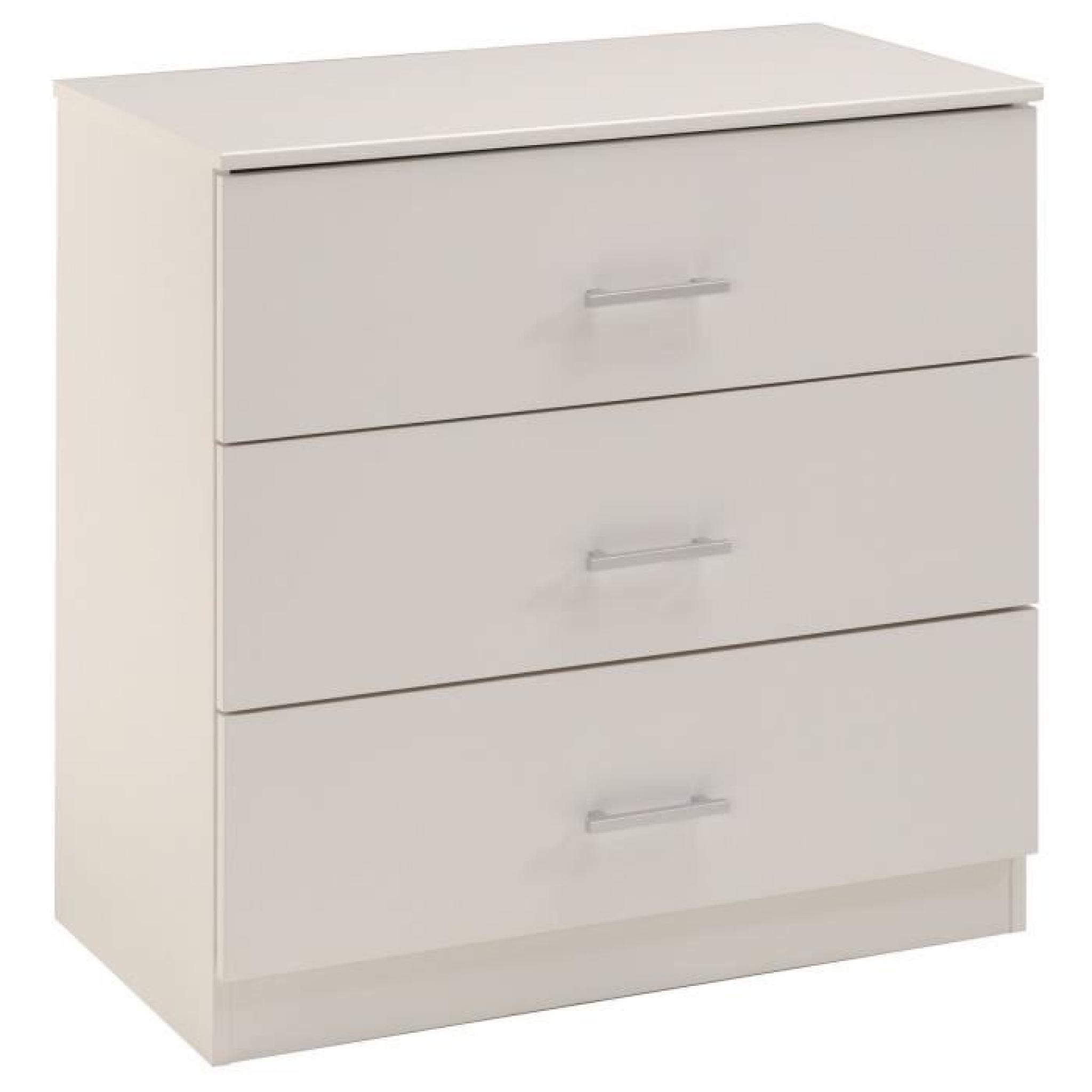 SUNY Commode 3 tiroirs 77 cm blanche pas cher