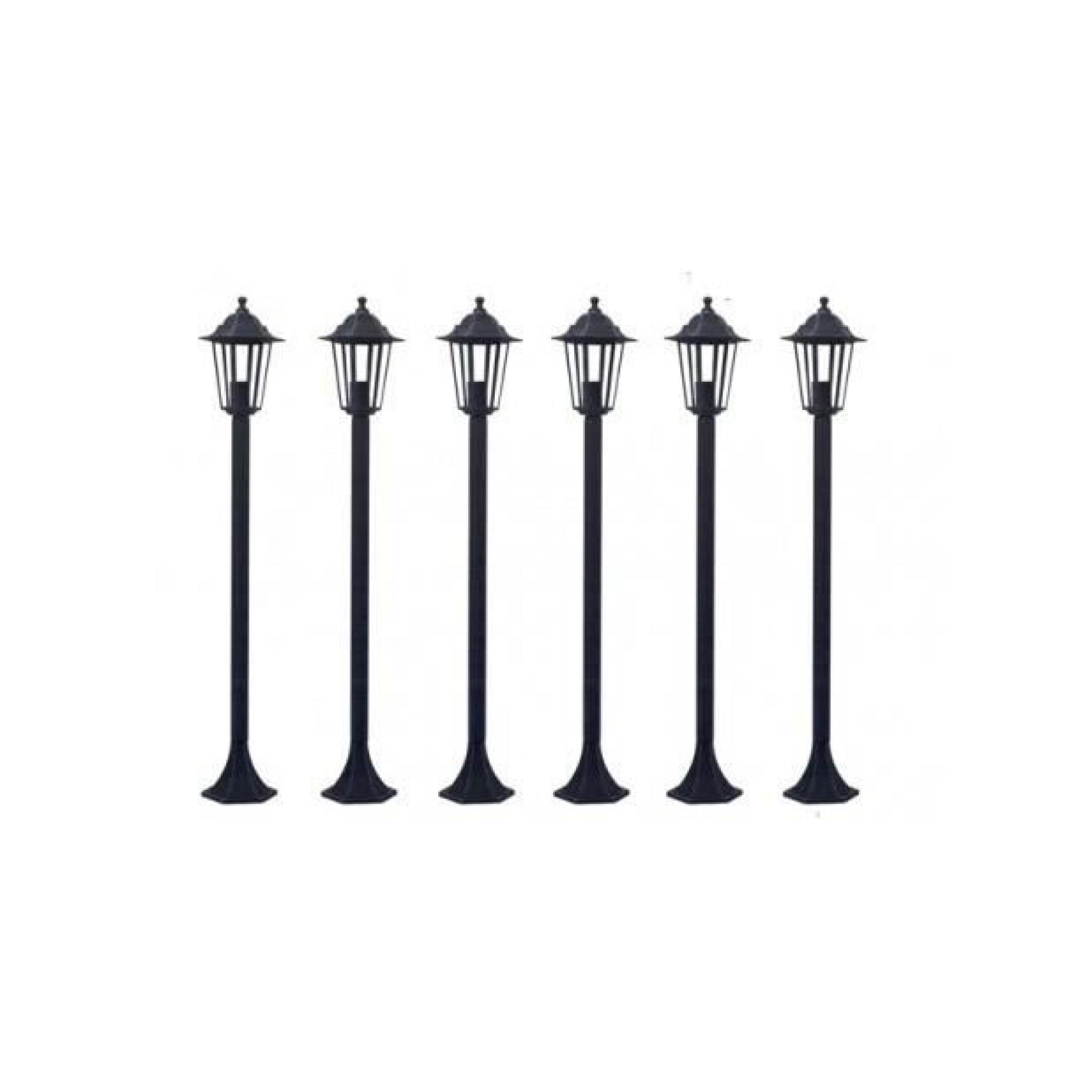 Superbe 6 lampadaires de jardin hauteur 110 cm noir 