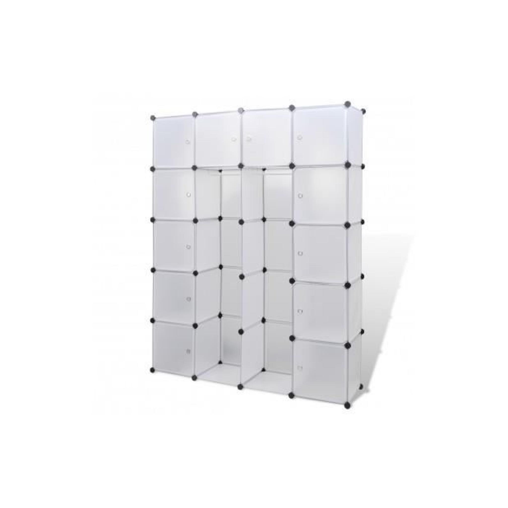 Superbe Cabinet modulable blanc avec 20 compartiments 37 x 150 x 190 cm  pas cher