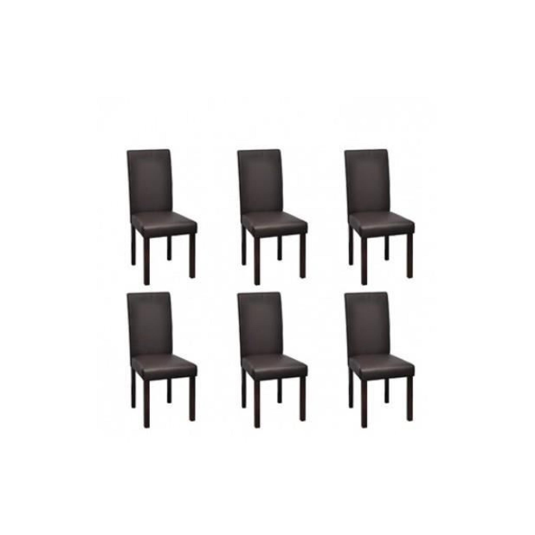 Superbe Chaise en cuir design colonial marron bois (lot de 6)  