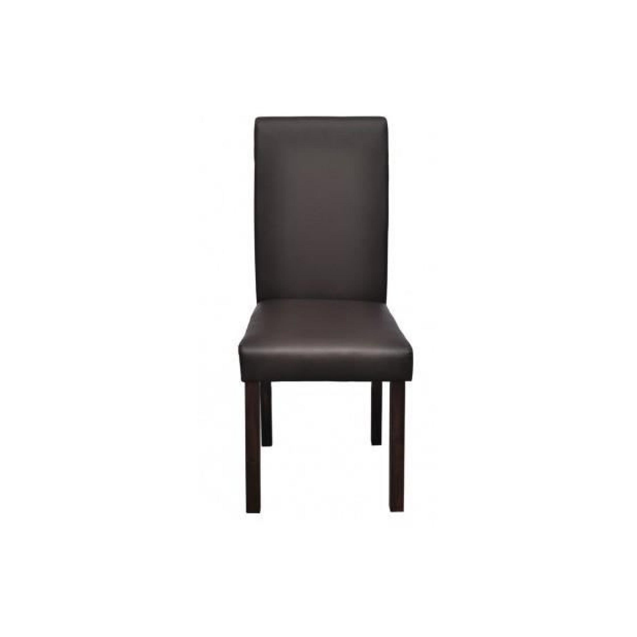 Superbe Chaise en cuir design colonial marron bois (lot de 6)   pas cher