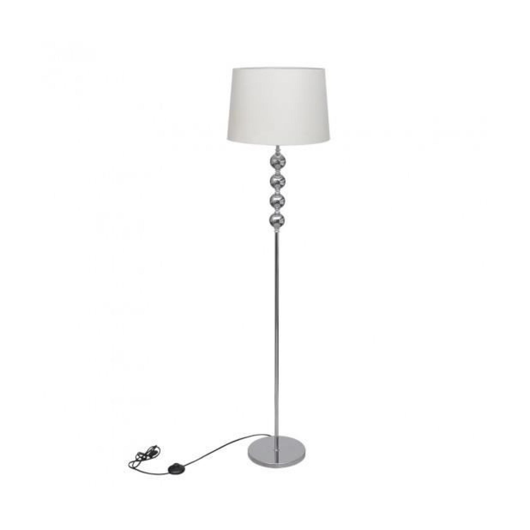 Superbe Lampe de sol à long pied avec 4 boules de décoration Blanc 