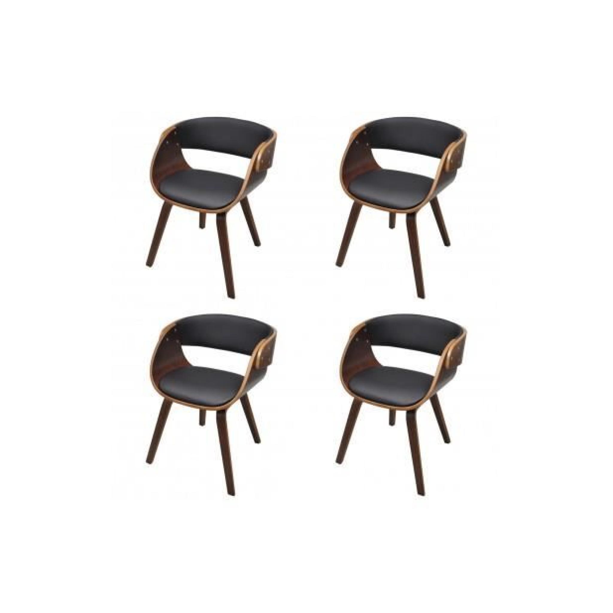 Superbe Lot de 4 chaises à accoudoirs salle à manger en cuir brun  pas cher