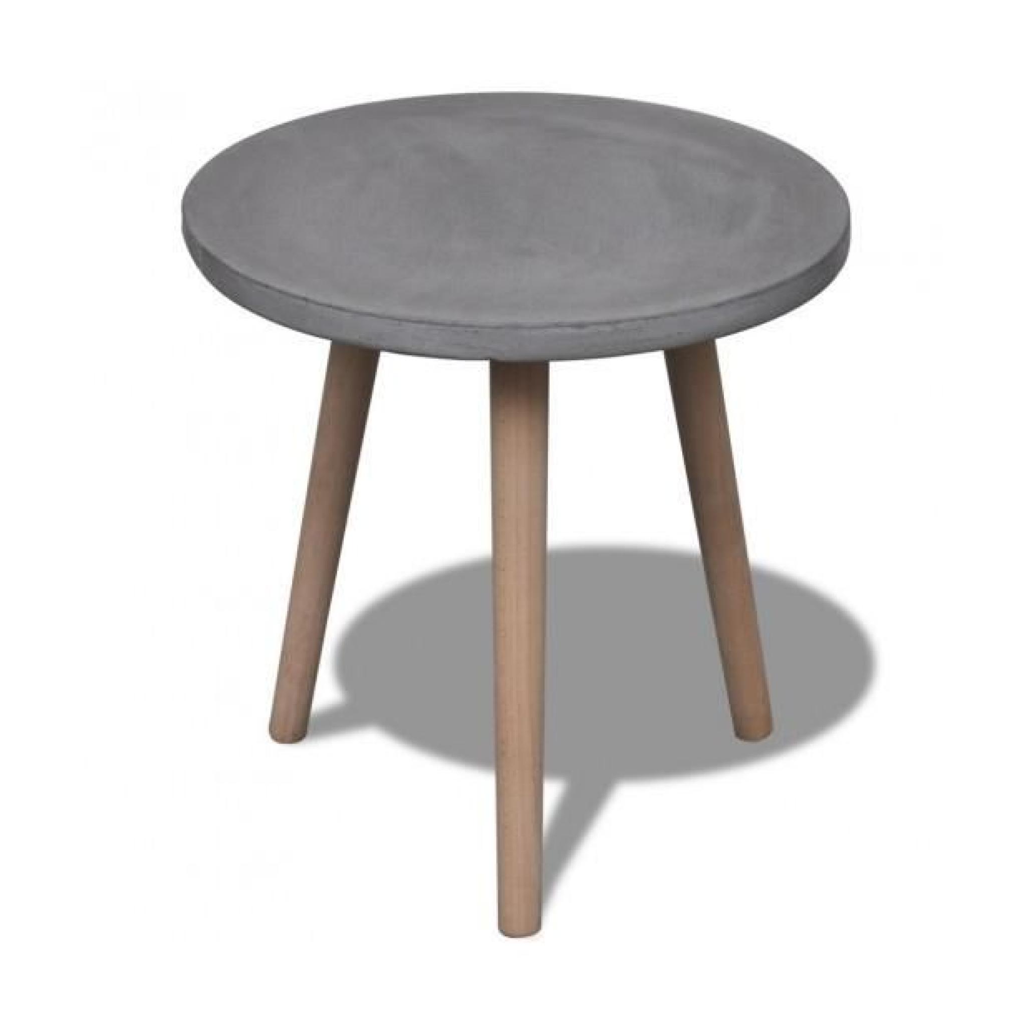 Superbe Petit table ronde avec un comptoir en béton et des pieds en chêne 
