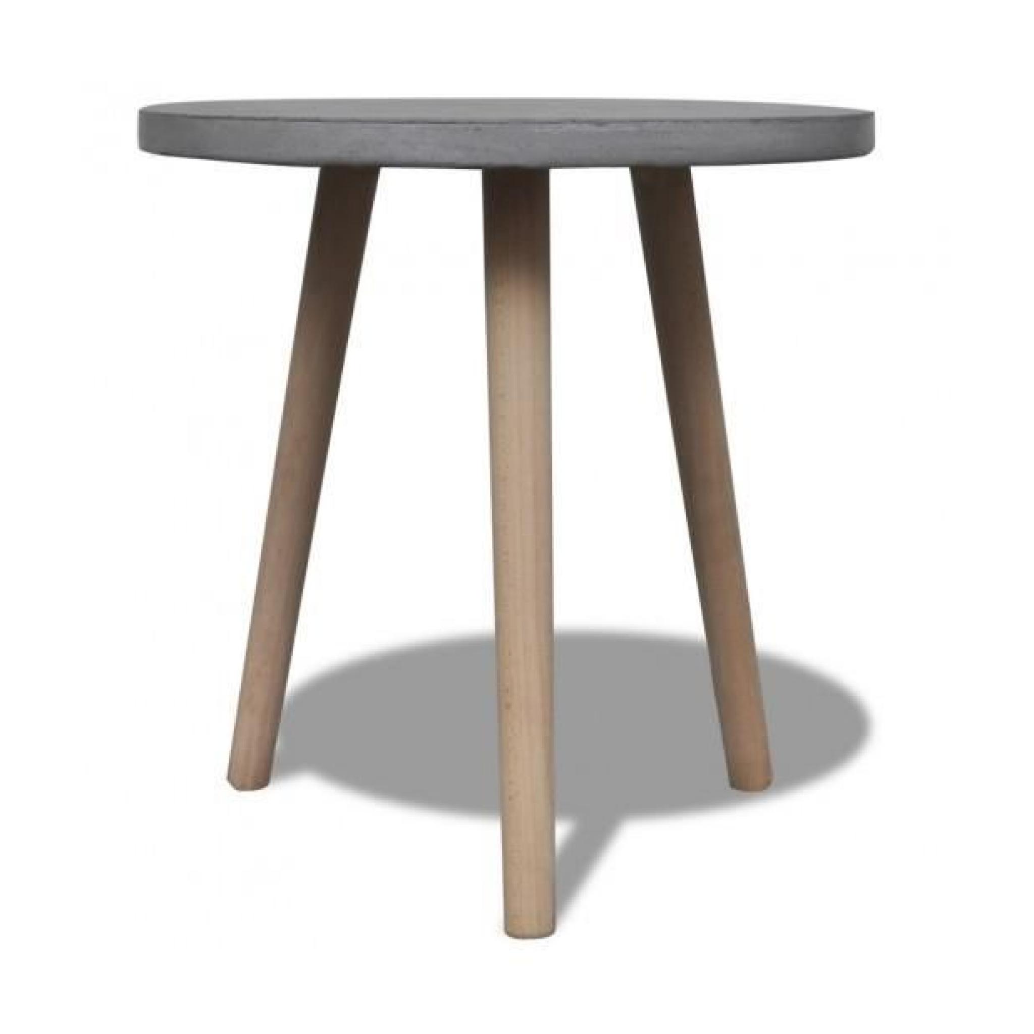 Superbe Petit table ronde avec un comptoir en béton et des pieds en chêne  pas cher