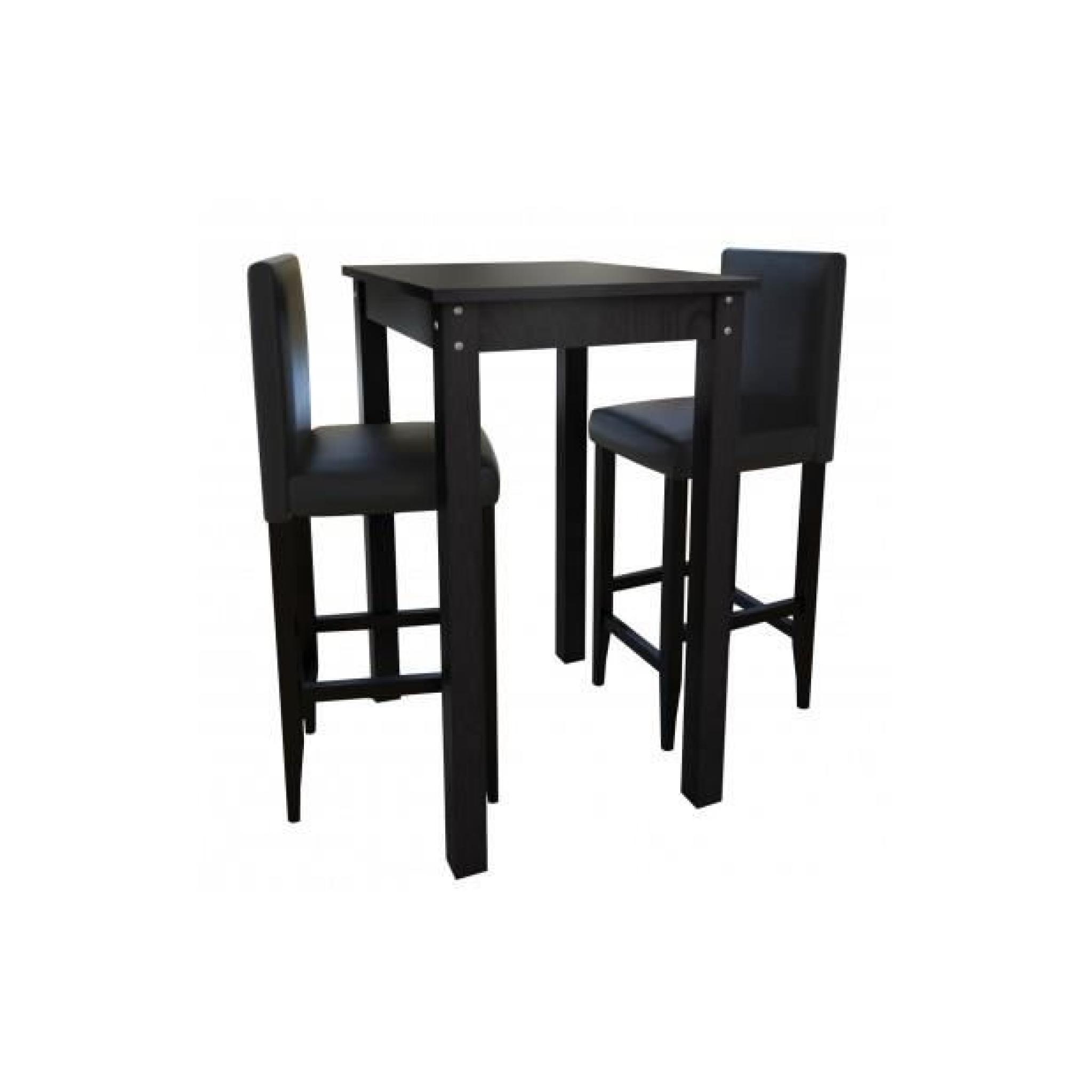 Superbe Set de 1 table et 2 tabourets noir  