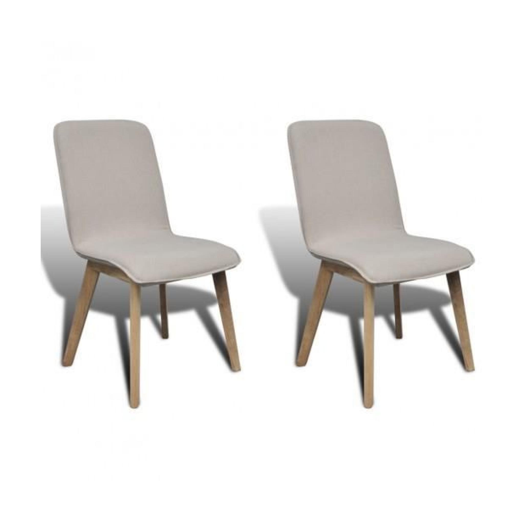 Superbe Set de 2 chaises gondole pour intérieur en chêne en tissu gris clair 