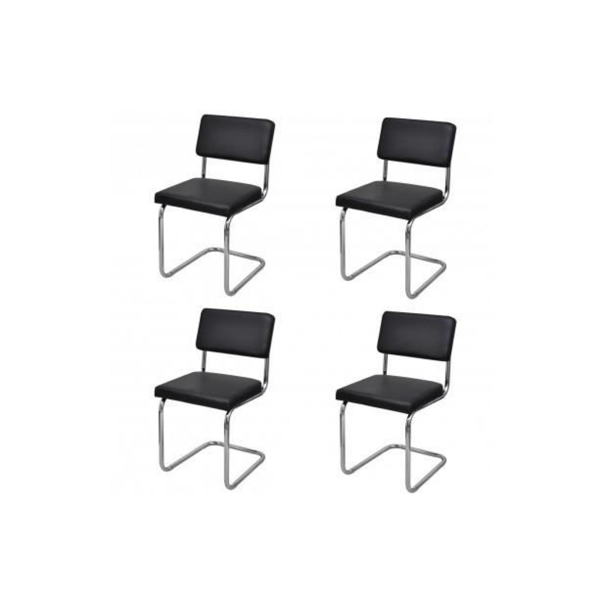 Superbe Set de 4 Chaises de salon Design et Moderne en PU  Cuir Noir 