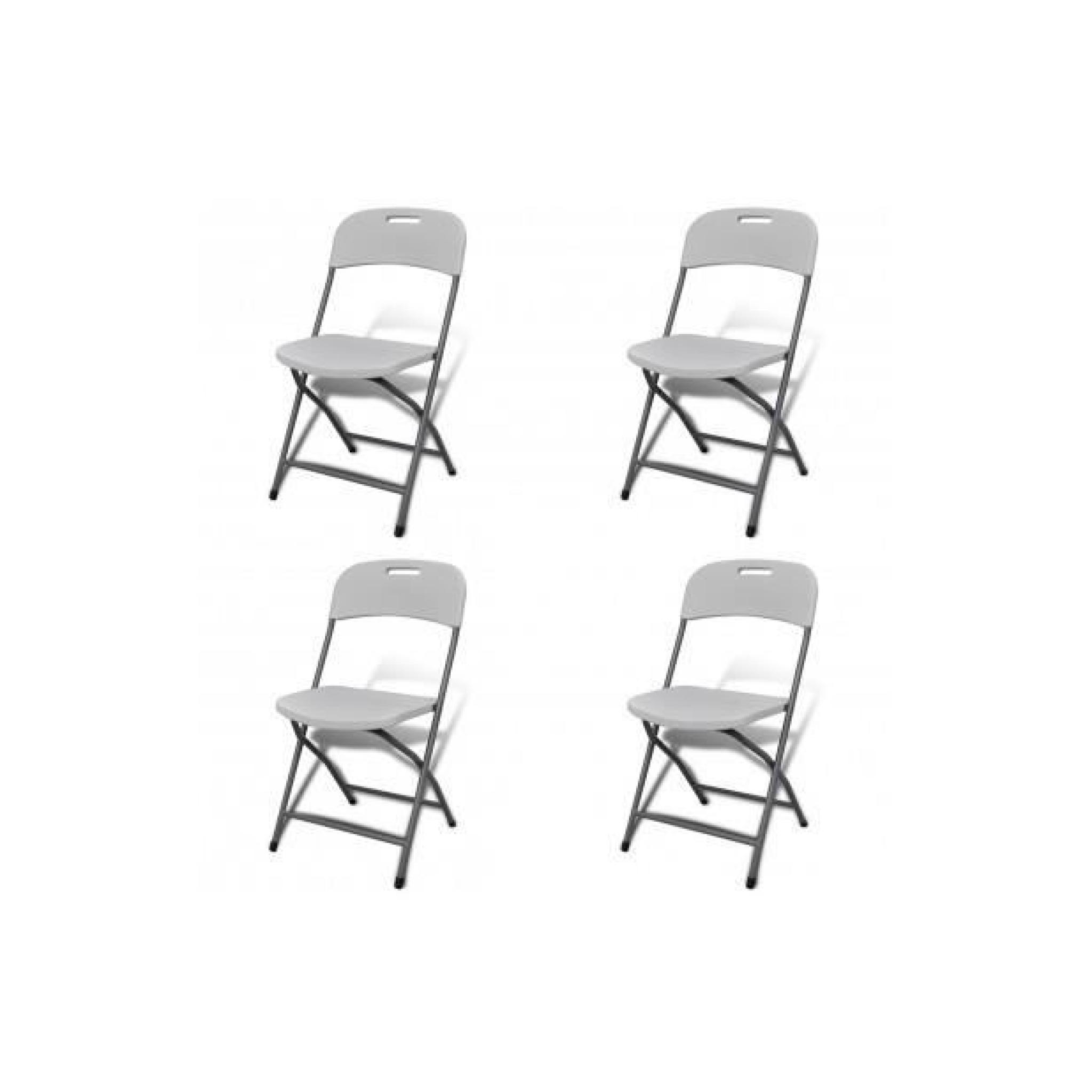 Superbe Set de 4 chaises pliables en HDPE Blanc 