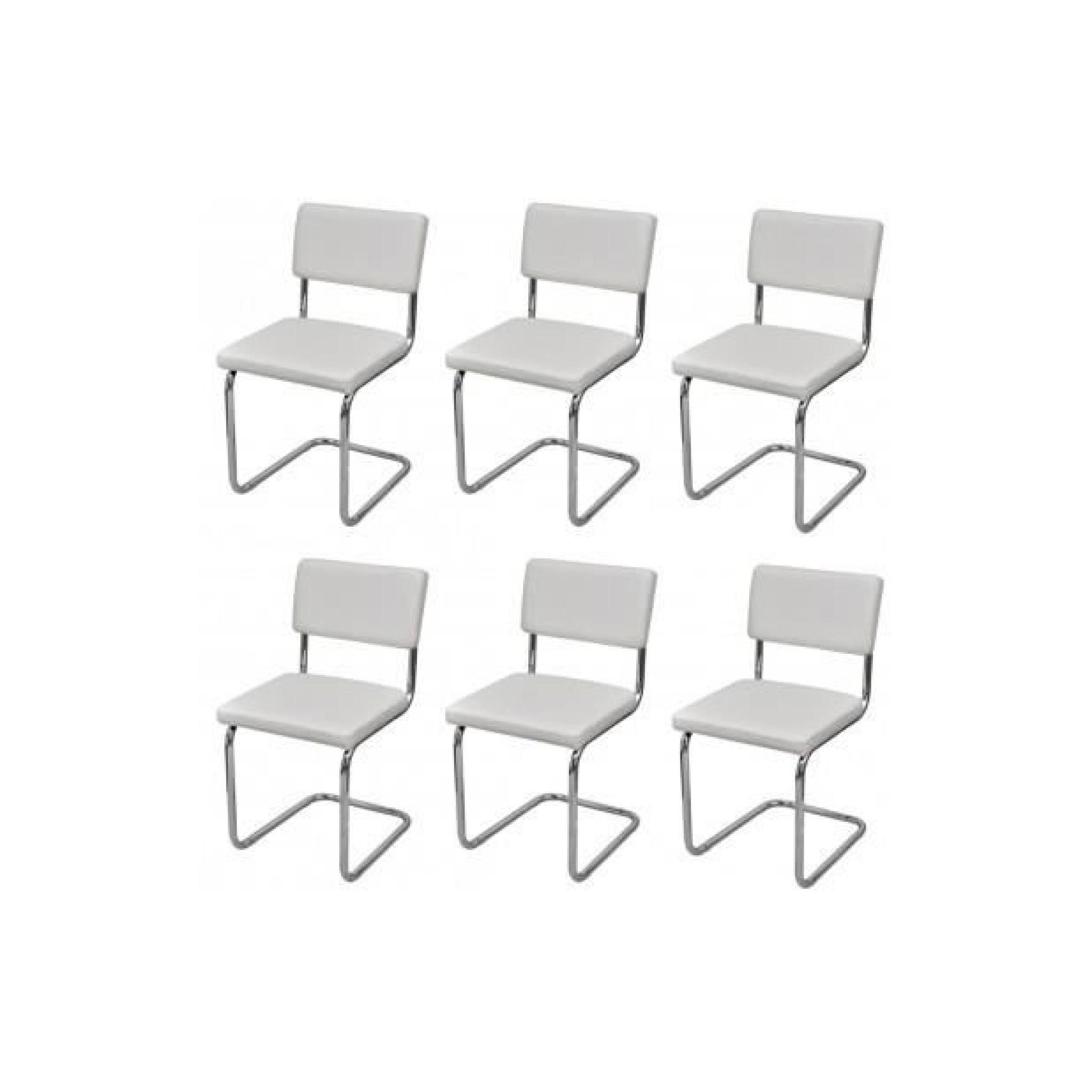 Superbe Set de 6 Chaises de salon Design et Moderne en PU  Cuir Blanc 