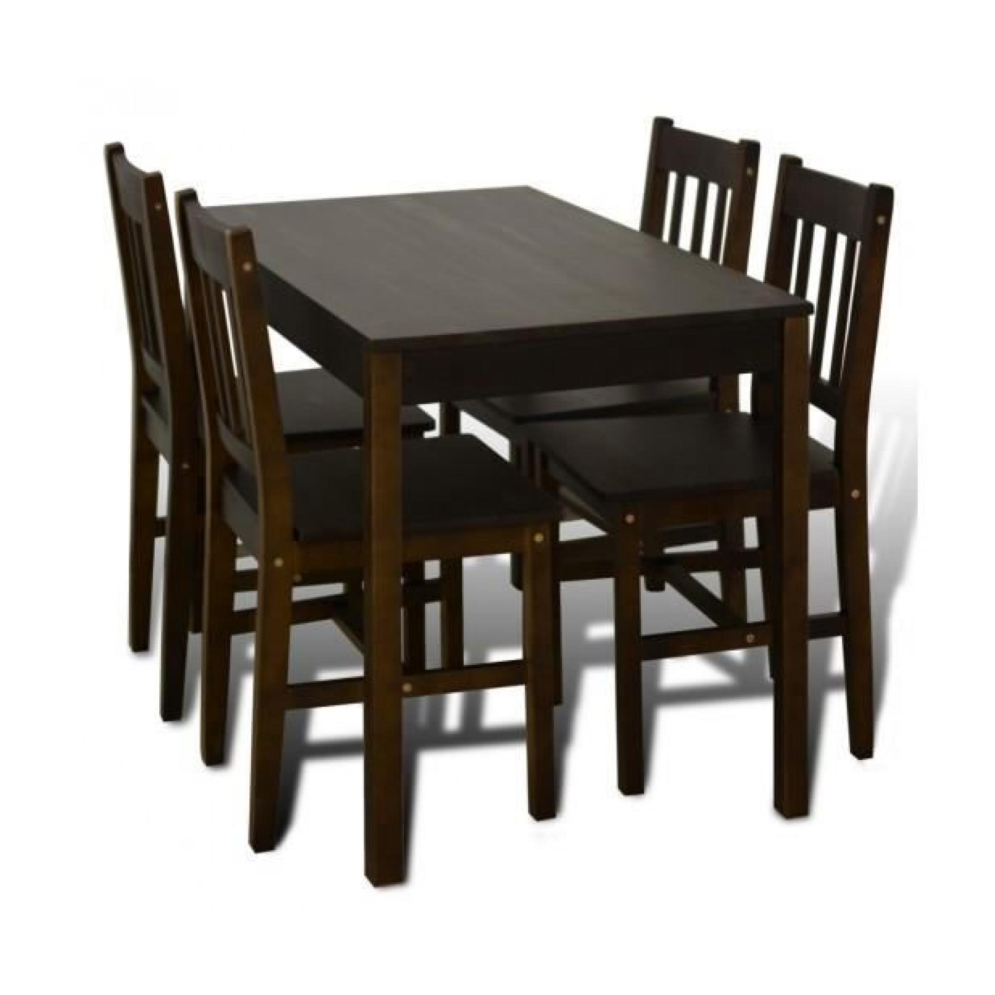 Superbe Table à manger avec 4 chaises en bois Brun  pas cher