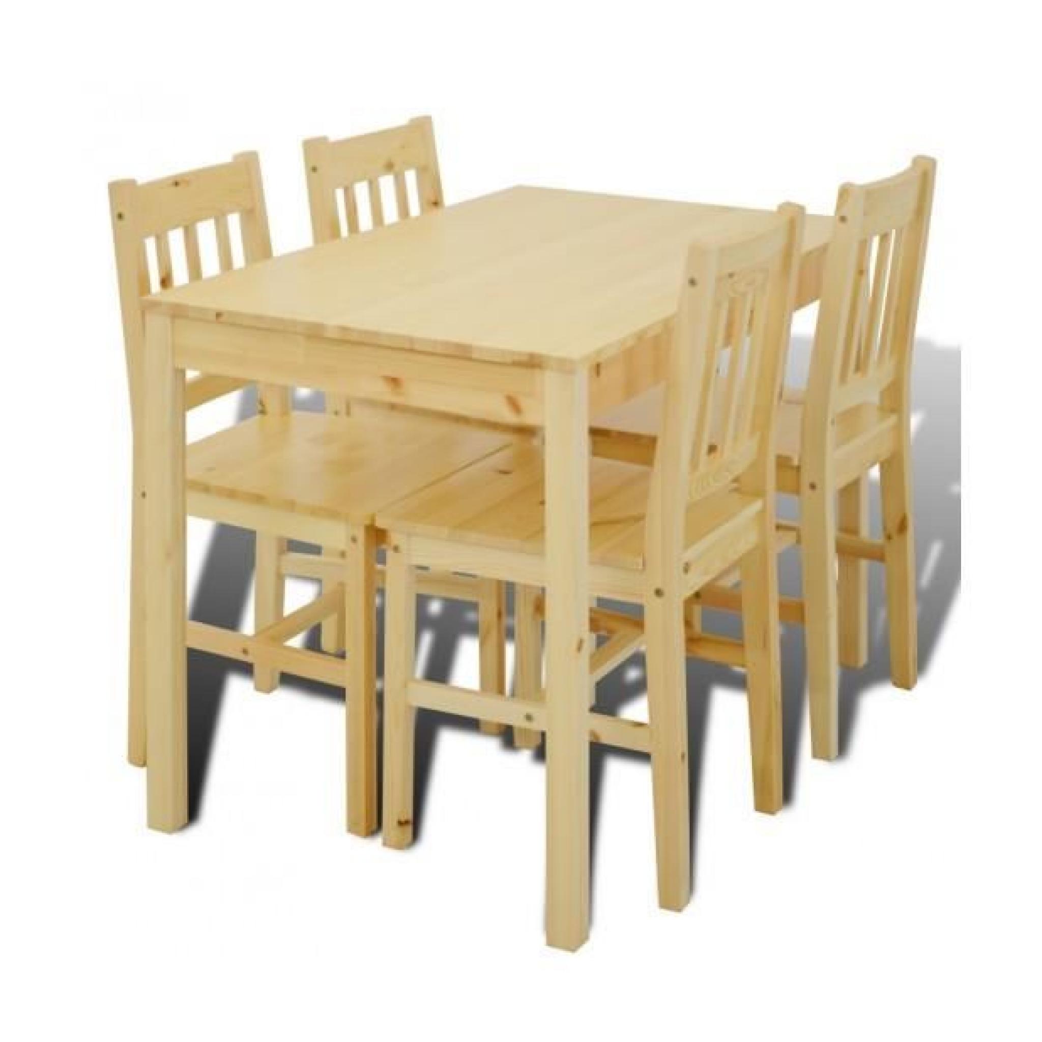 Superbe Table à manger avec 4 chaises en bois Naturel  pas cher