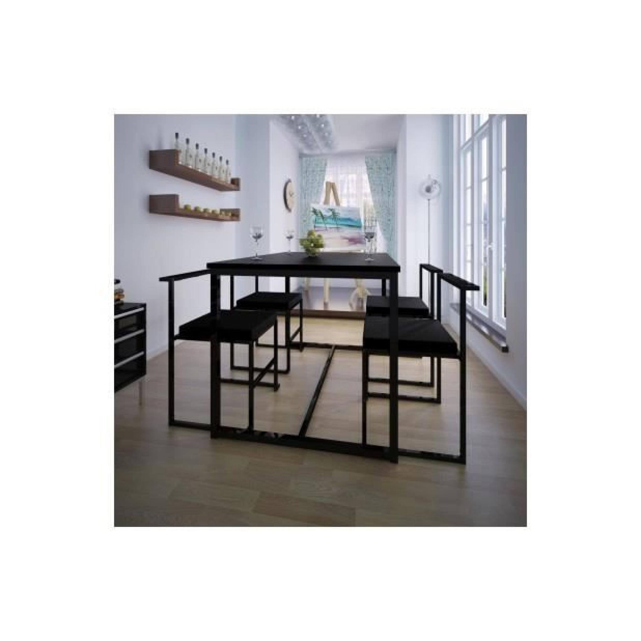 Superbe Table de salle à manger et 4 chaises noir MDF 