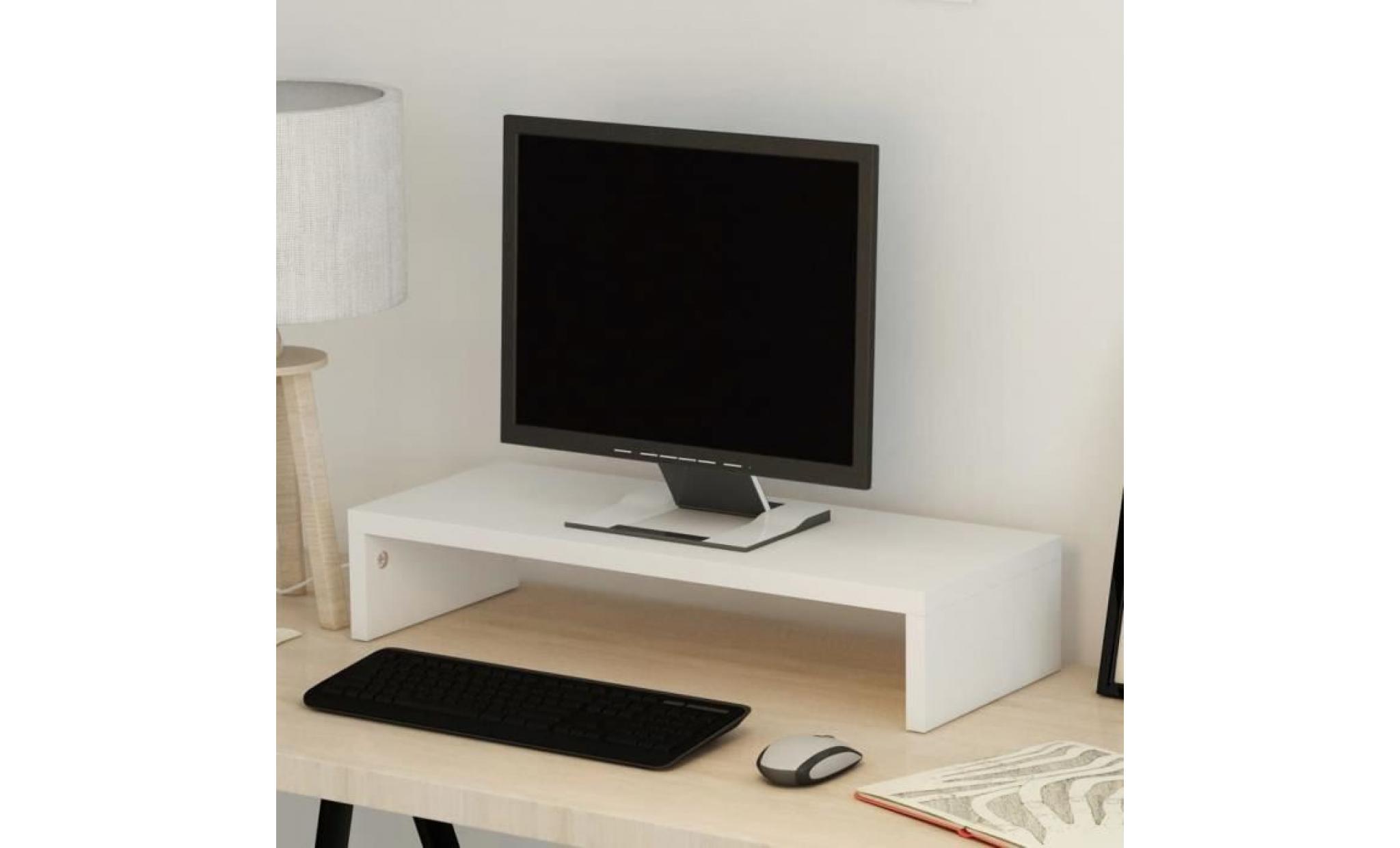 support de moniteur meuble tv aggloméré 60 x 23,5 x 12 cm blanc
