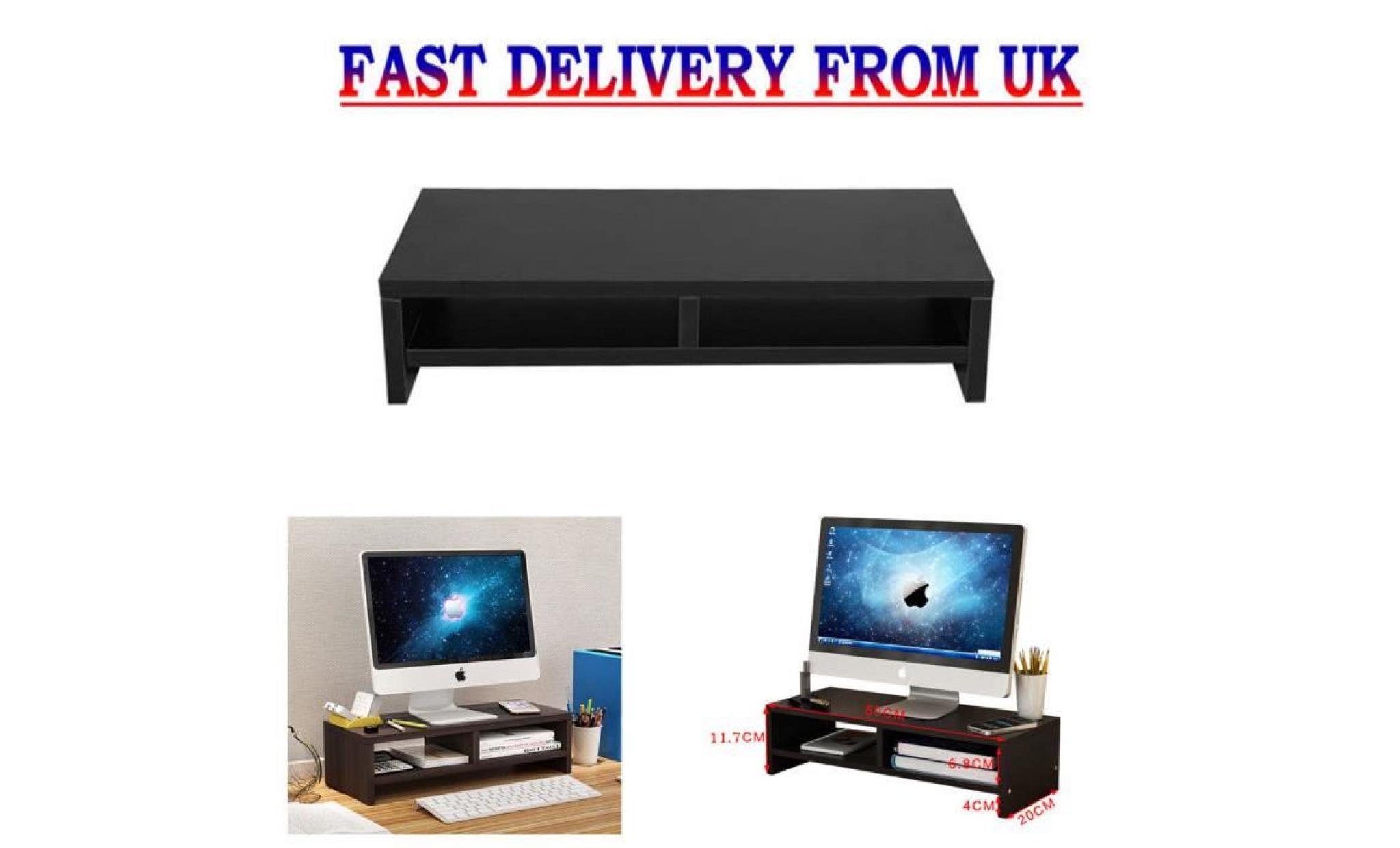 support moniteur lcd meuble tv écran ordinateur table Étagère en bois (blanc)