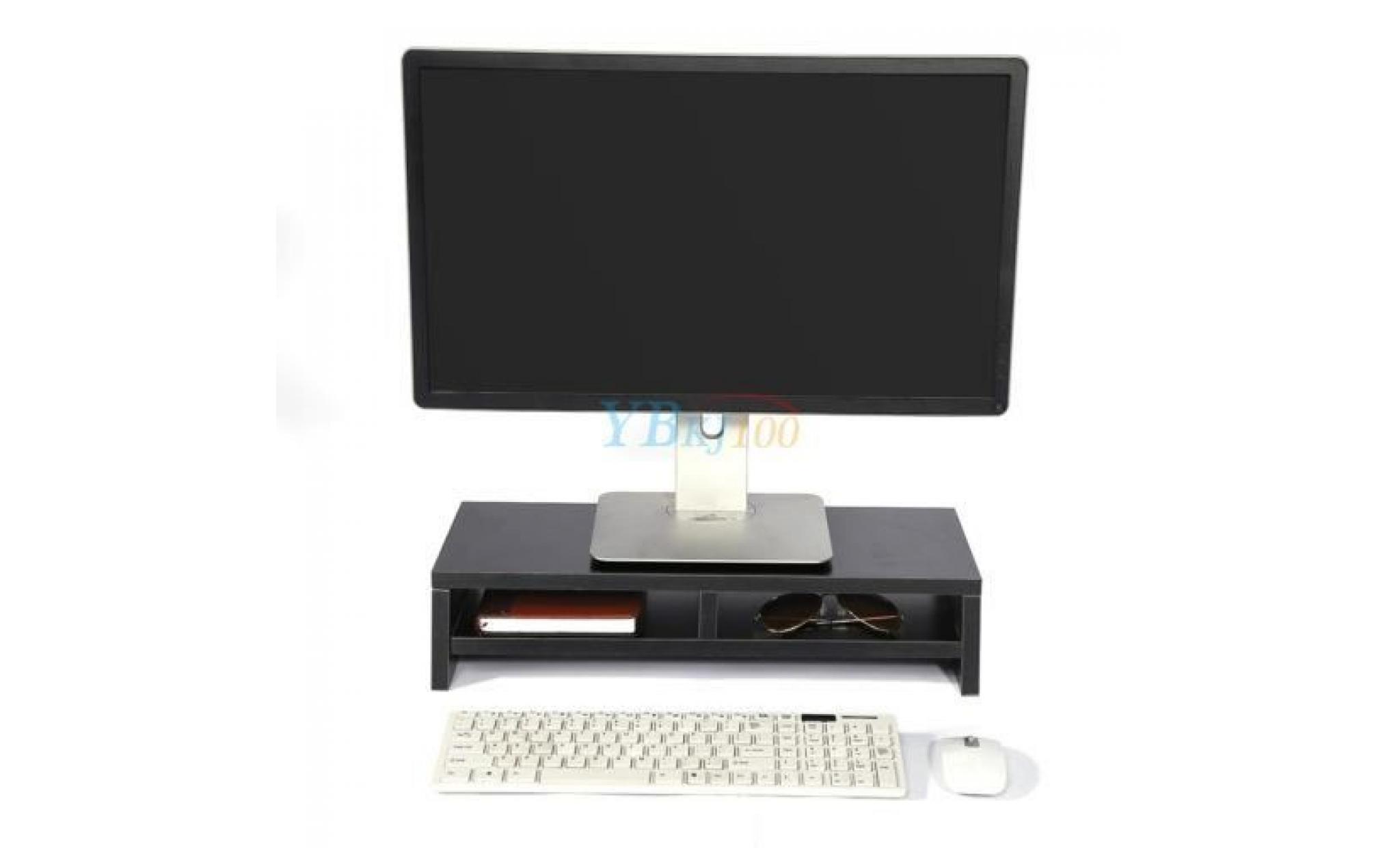 support moniteur lcd meuble tv écran ordinateur table Étagère en bois (blanc) pas cher