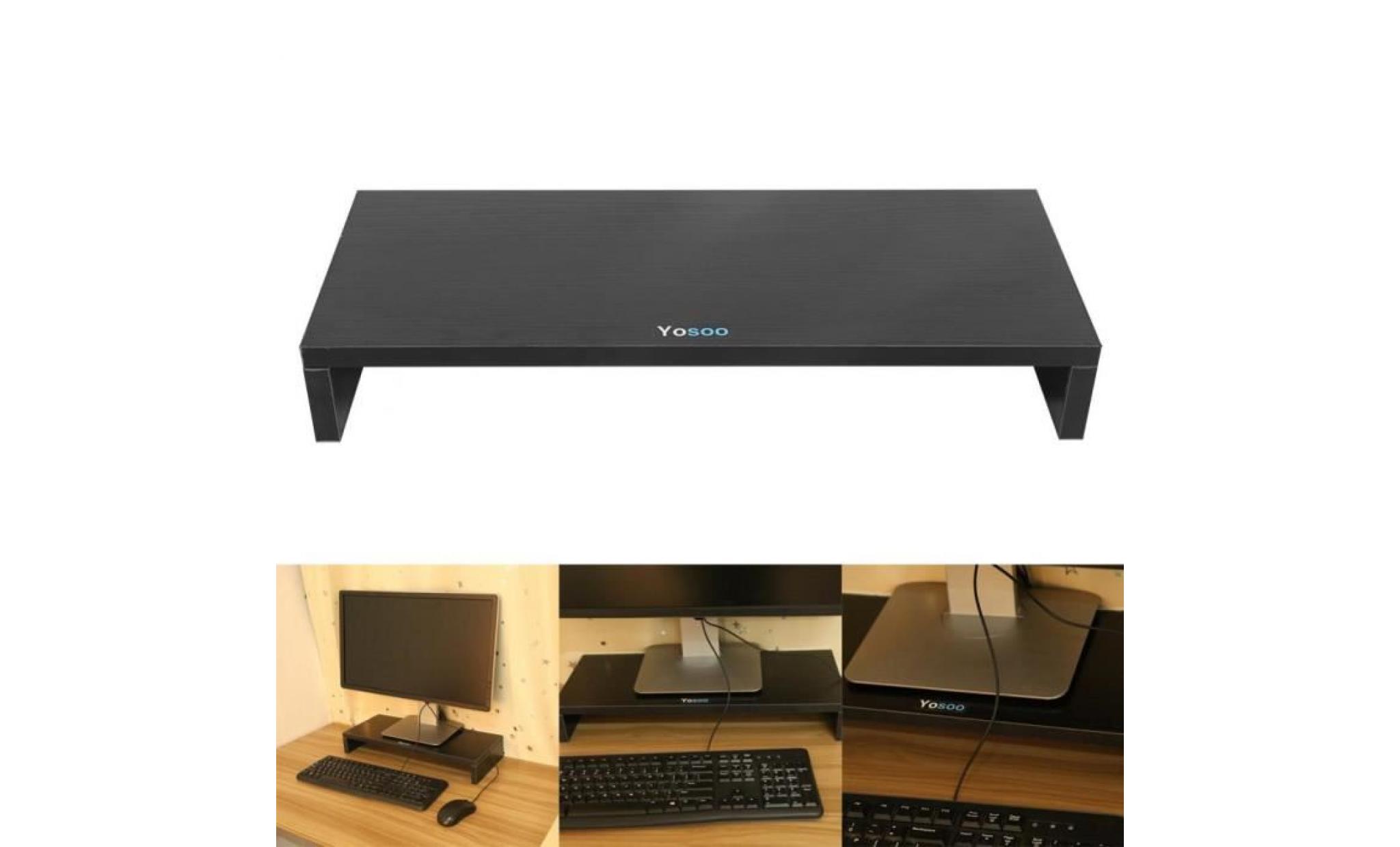 support pour réhausseur moniteur stand ecran ordinateur portable en bois   noir pas cher