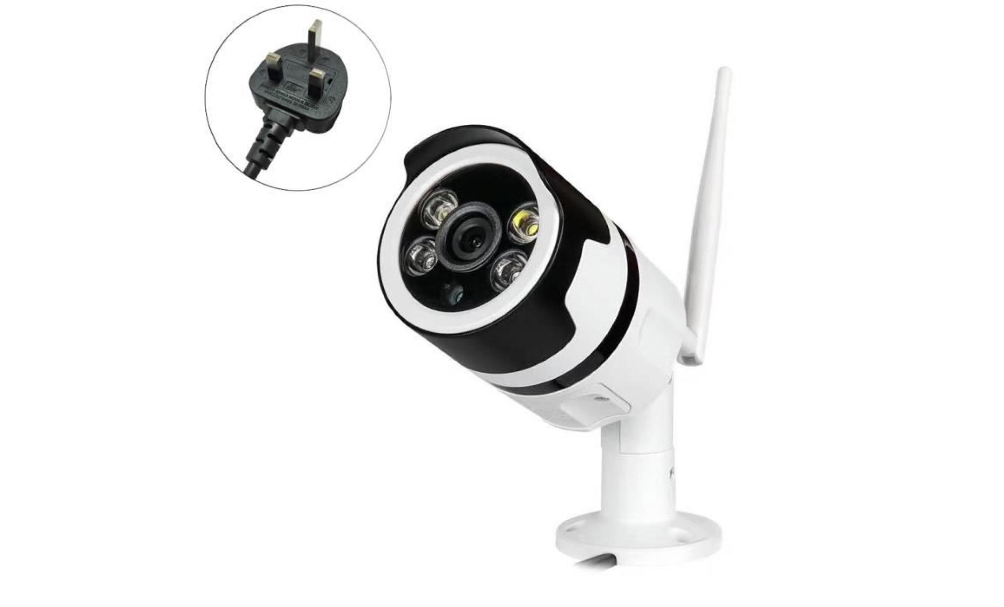 surveillance extérieure de surveillance extérieure de vision nocturne de caméra sans fil wifi britannique uk plug blanc 720p