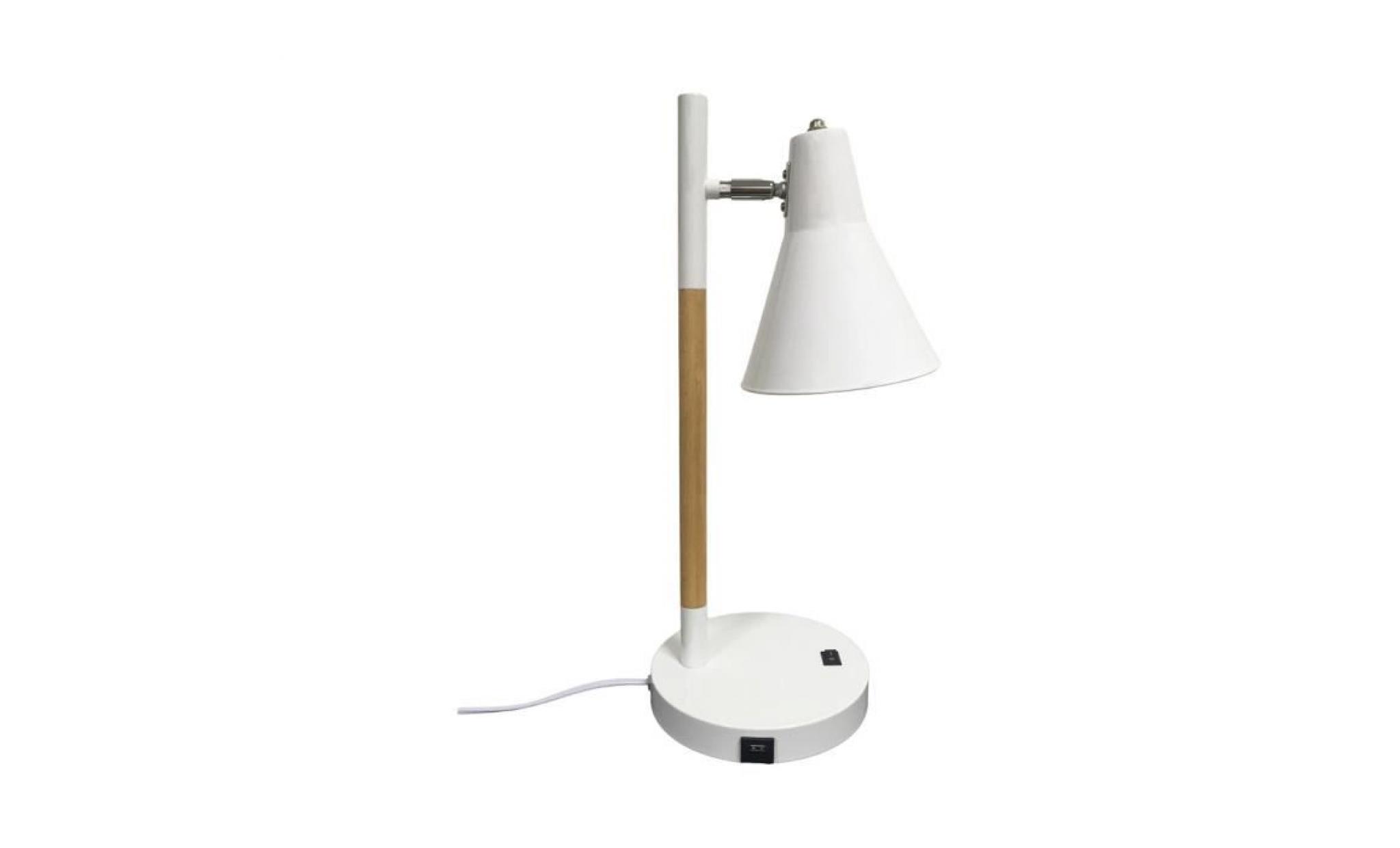 sweden lampe à poser Ø18xh46cm blanc avec prise usb