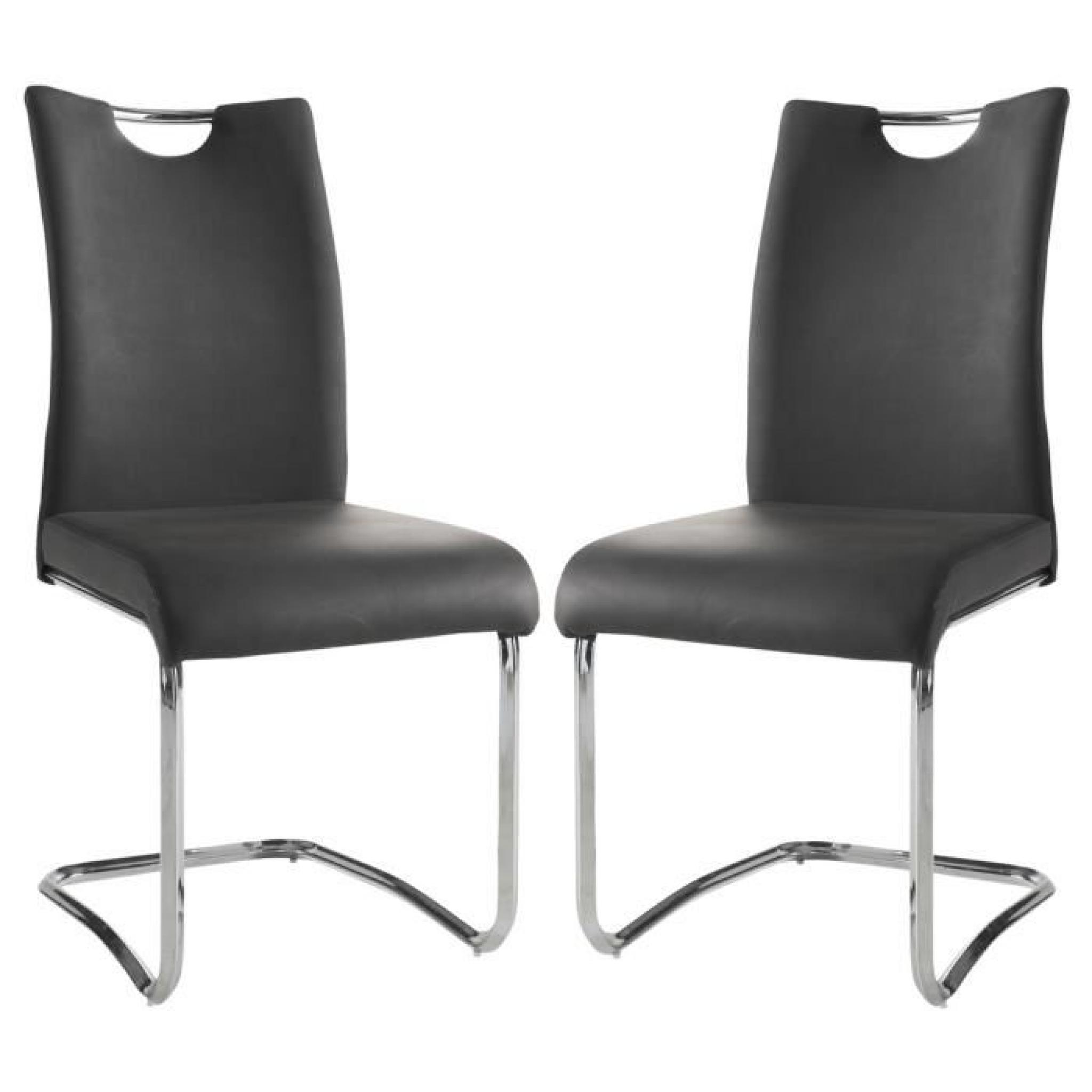 SWING Lot de 2 chaises de salle à manger 43x57x96 cm - Simili - Décor taupe