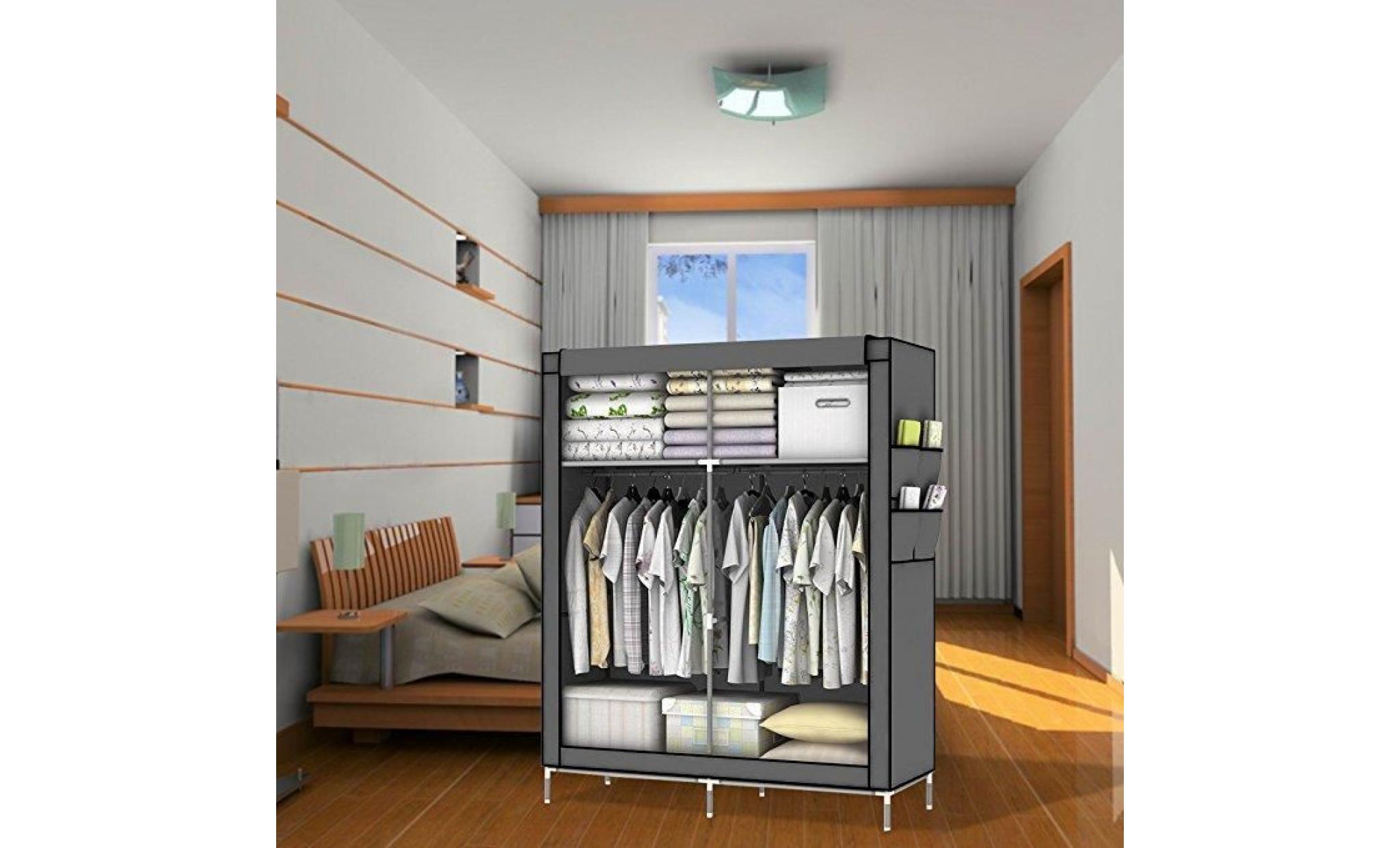 système d’armoire pliable refermable diy avec penderie et solutions de rangement étagère armoire à vêtements armoire en tissu commod pas cher