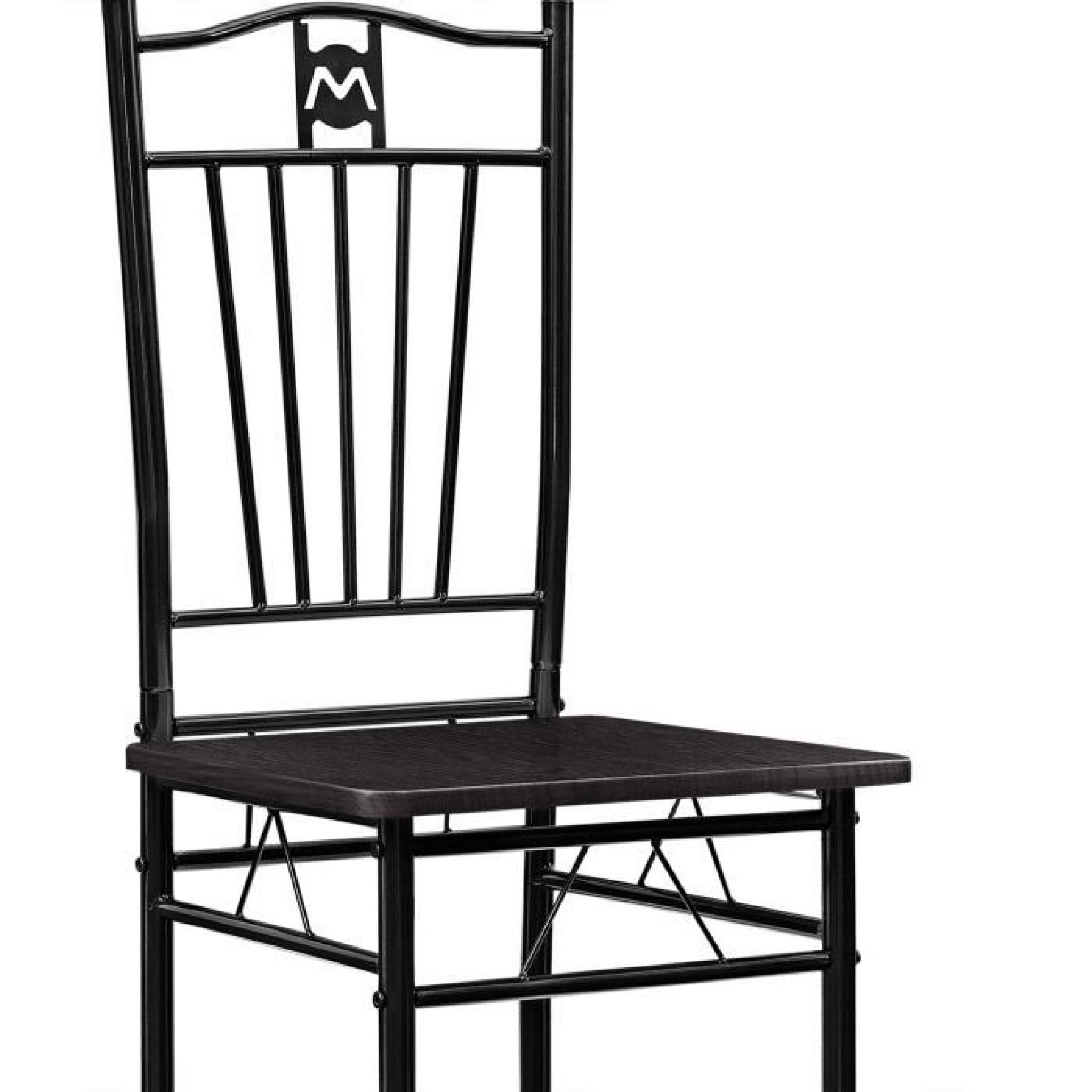 Table 110cm  en MDF noire avec 4 chaises pas cher