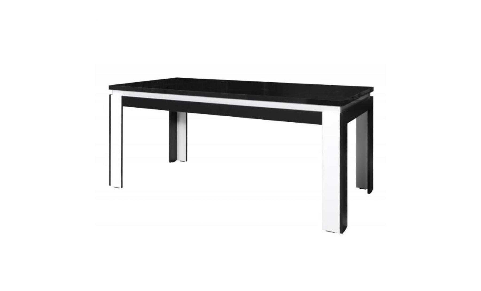 table 160 cm + 4 chaises lina. table pour salle à manger brillante noire et blanche avec 4 chaises simili cuir.