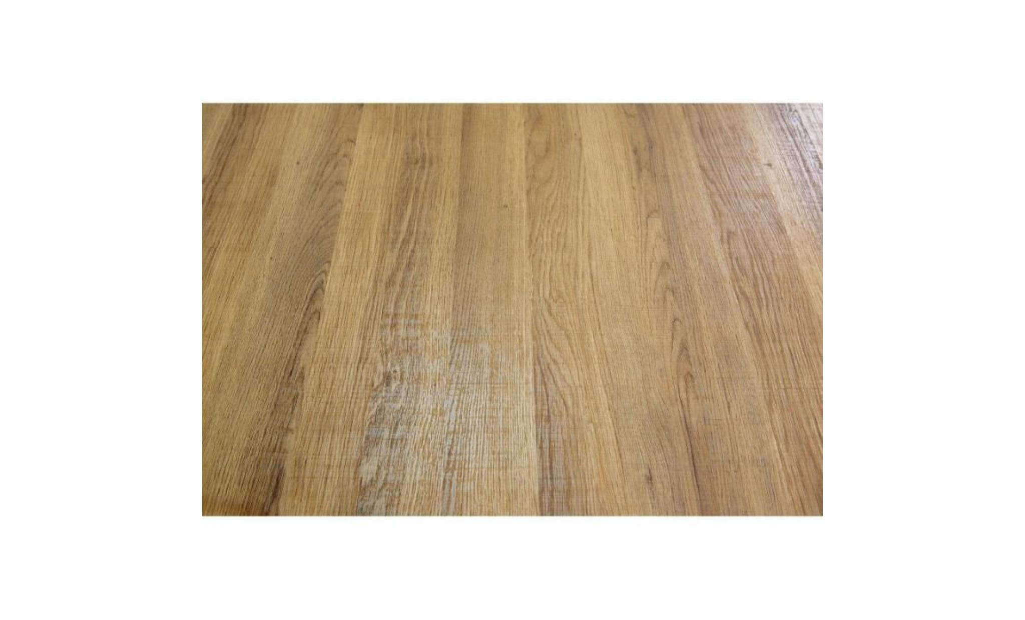 table 160 cm aaron   plateau mdf effet bois naturel et pieds en métal noir. bois & noir pas cher