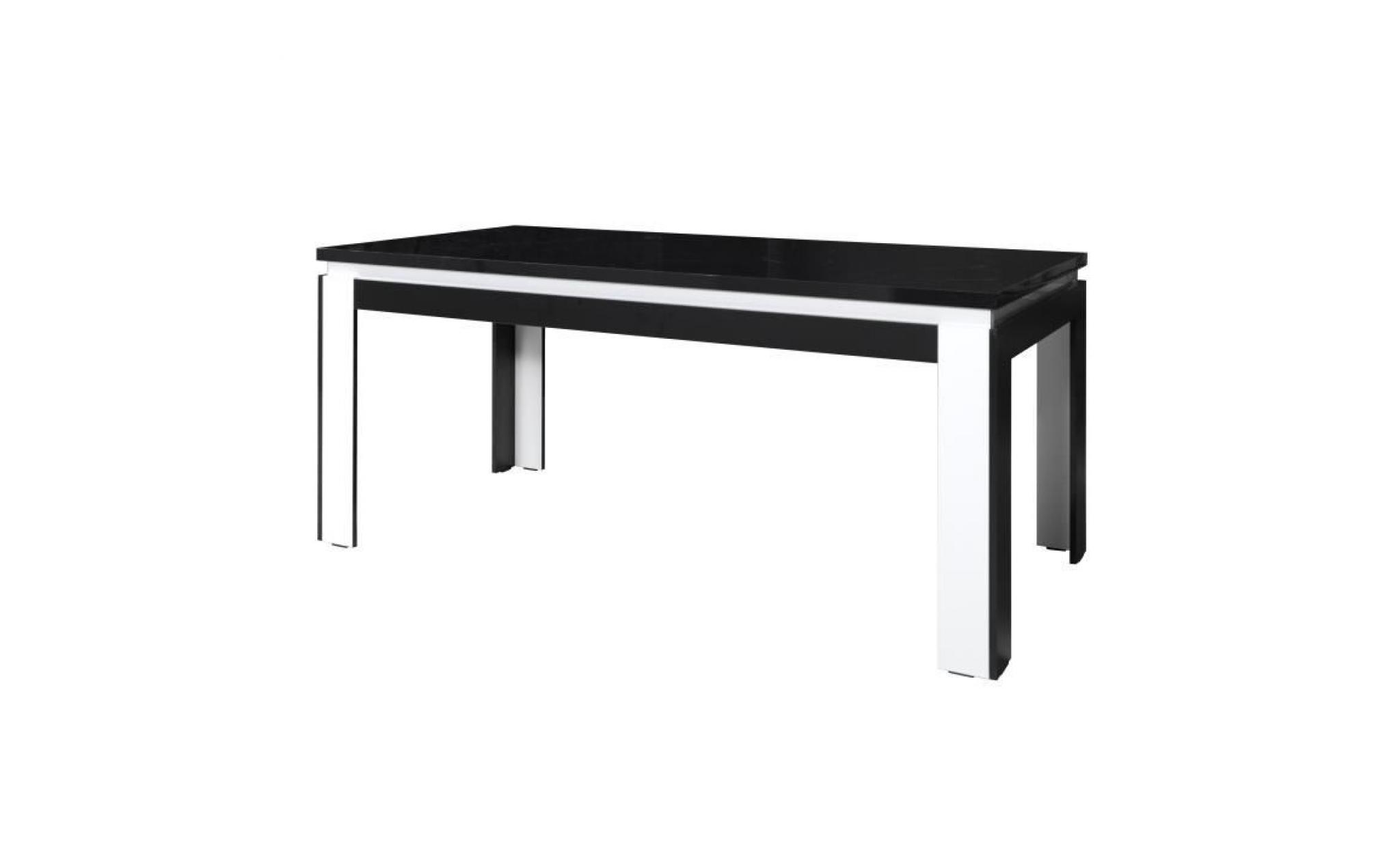 table 180 cm + 6 chaises lina. table pour salle à manger laquée blanche et noire avec 6 chaises simili cuir. meubles design pas cher