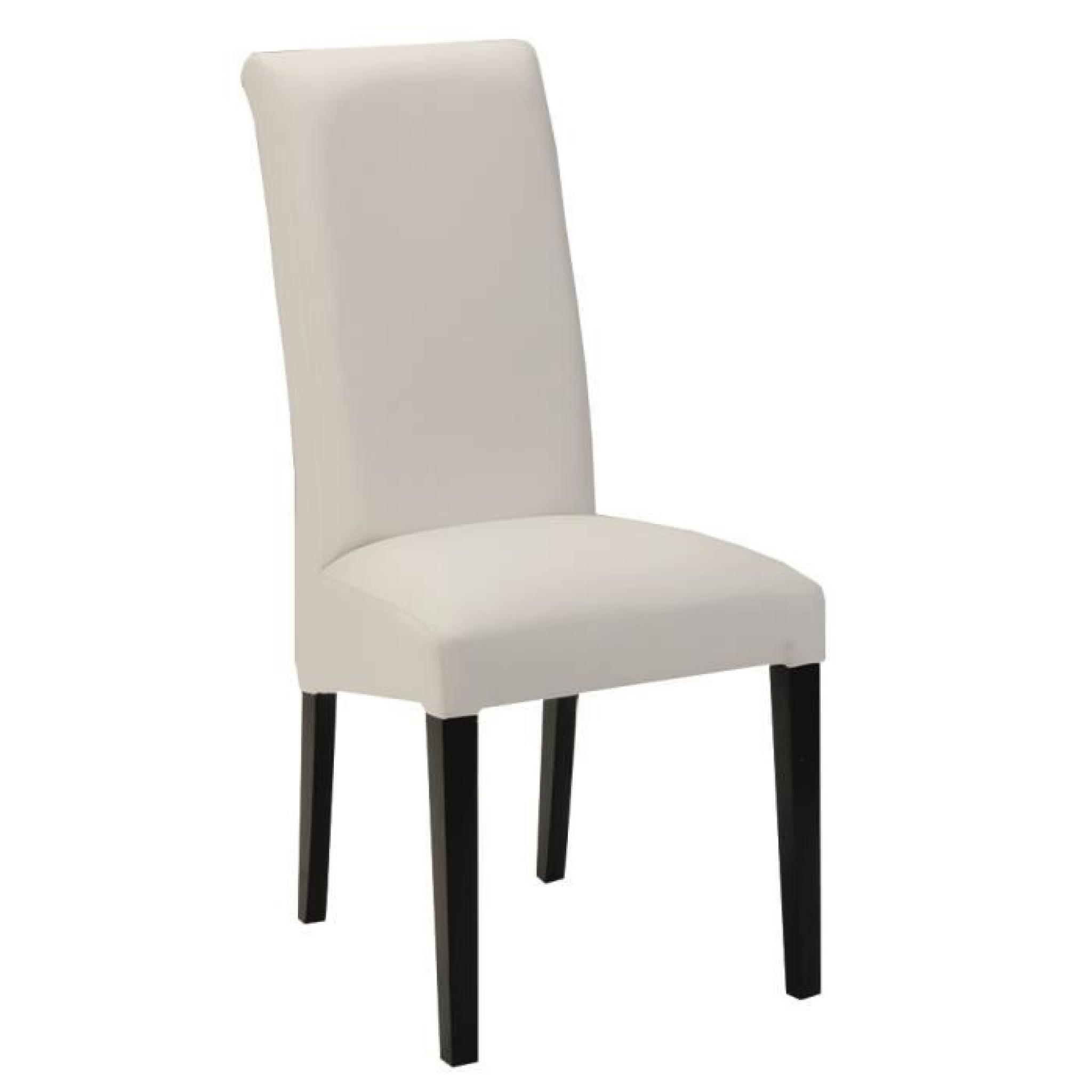 Table 190 cm blanc et gris + 4 chaises coloris blanc pas cher