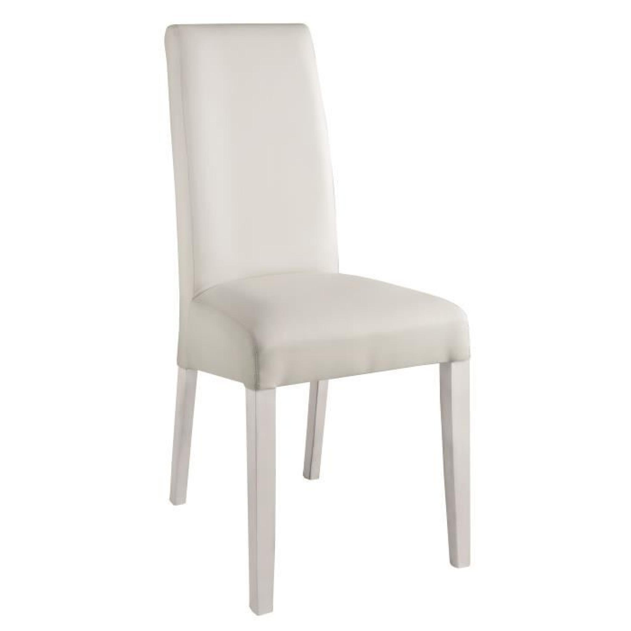 Table 190 cm blanc et gris + 4 chaises coloris blanc pas cher