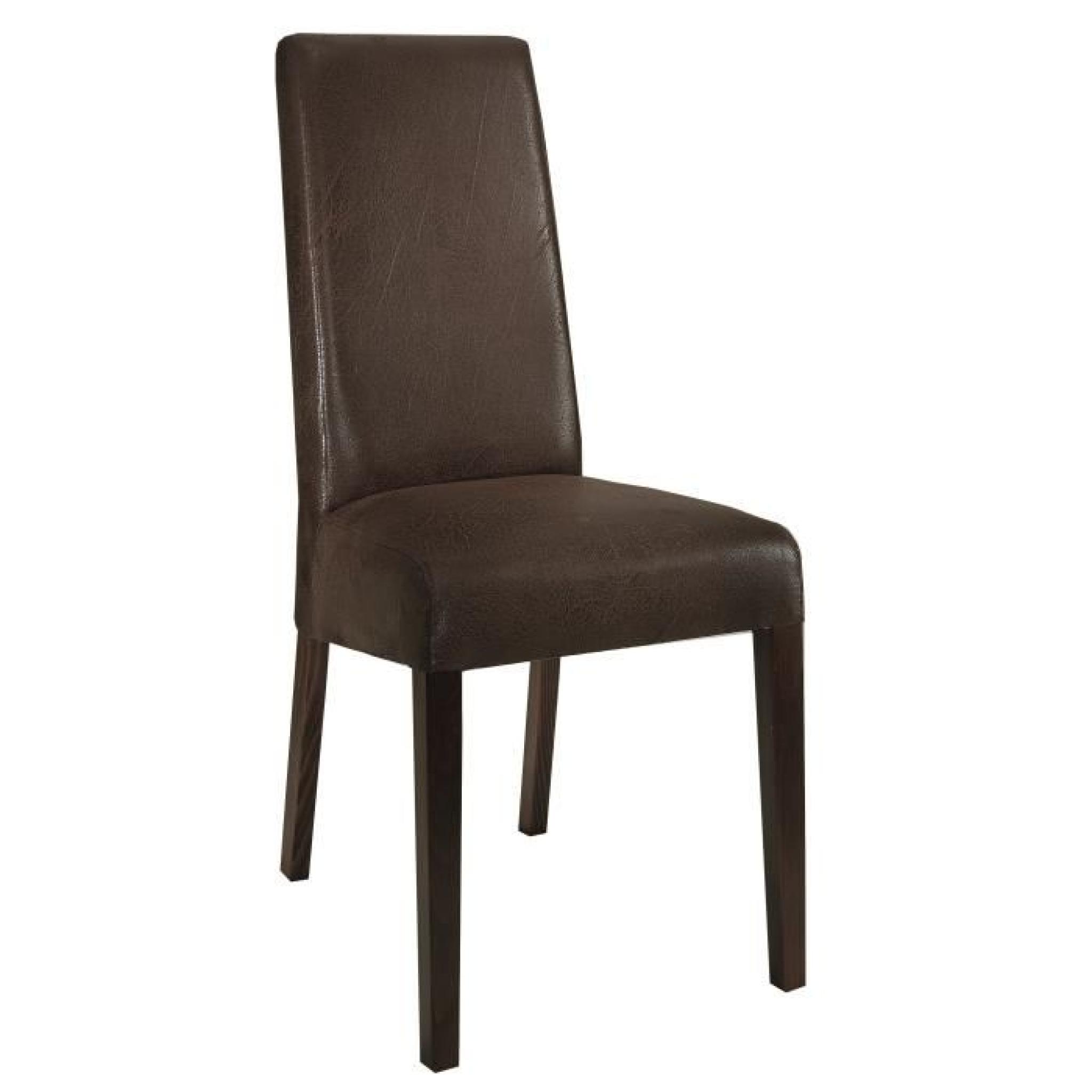 Table 190 cm en bois clair + 4 chaises en tissu brun foncé pas cher