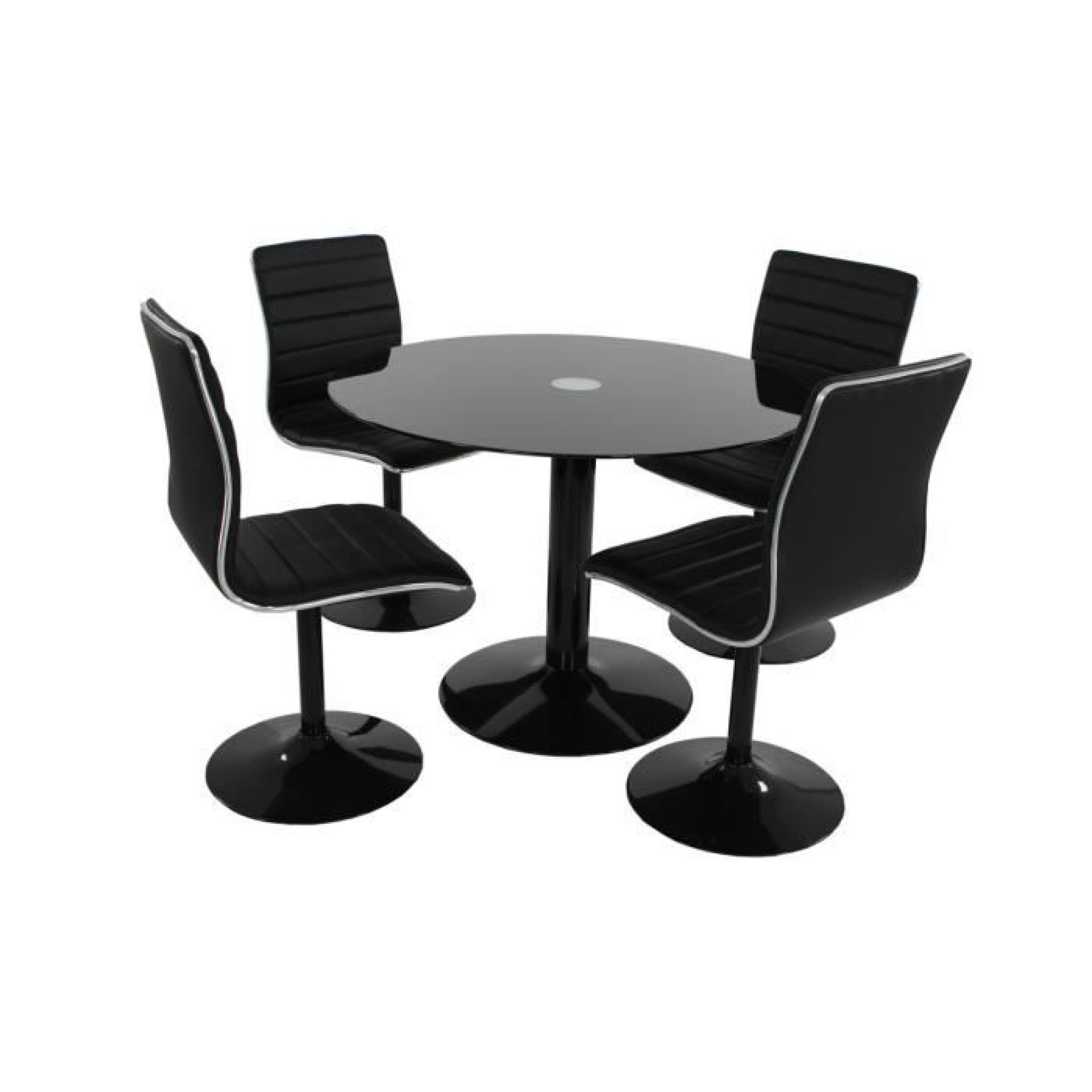 Table + 4 chaises Laqué Noir ANISTON