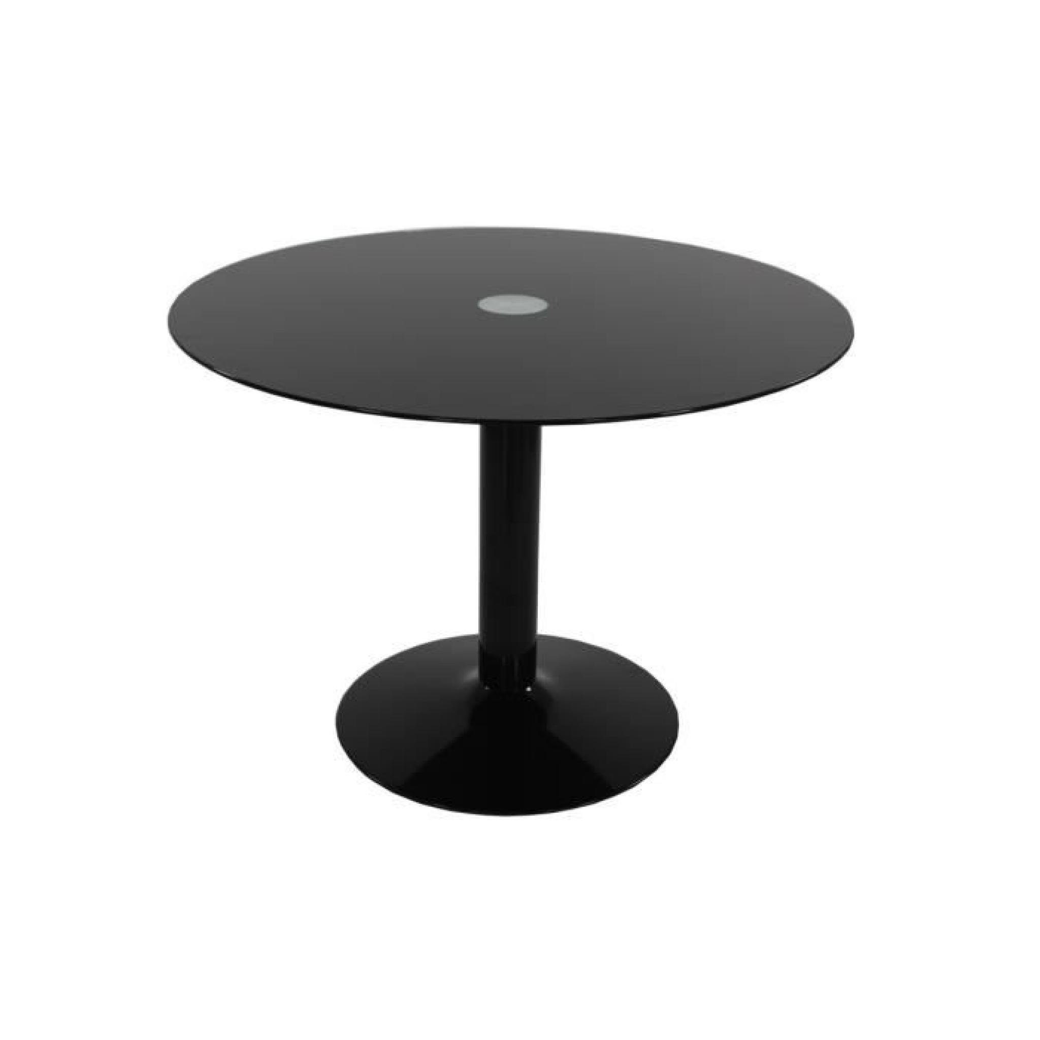 Table + 4 chaises Laqué Noir ANISTON pas cher