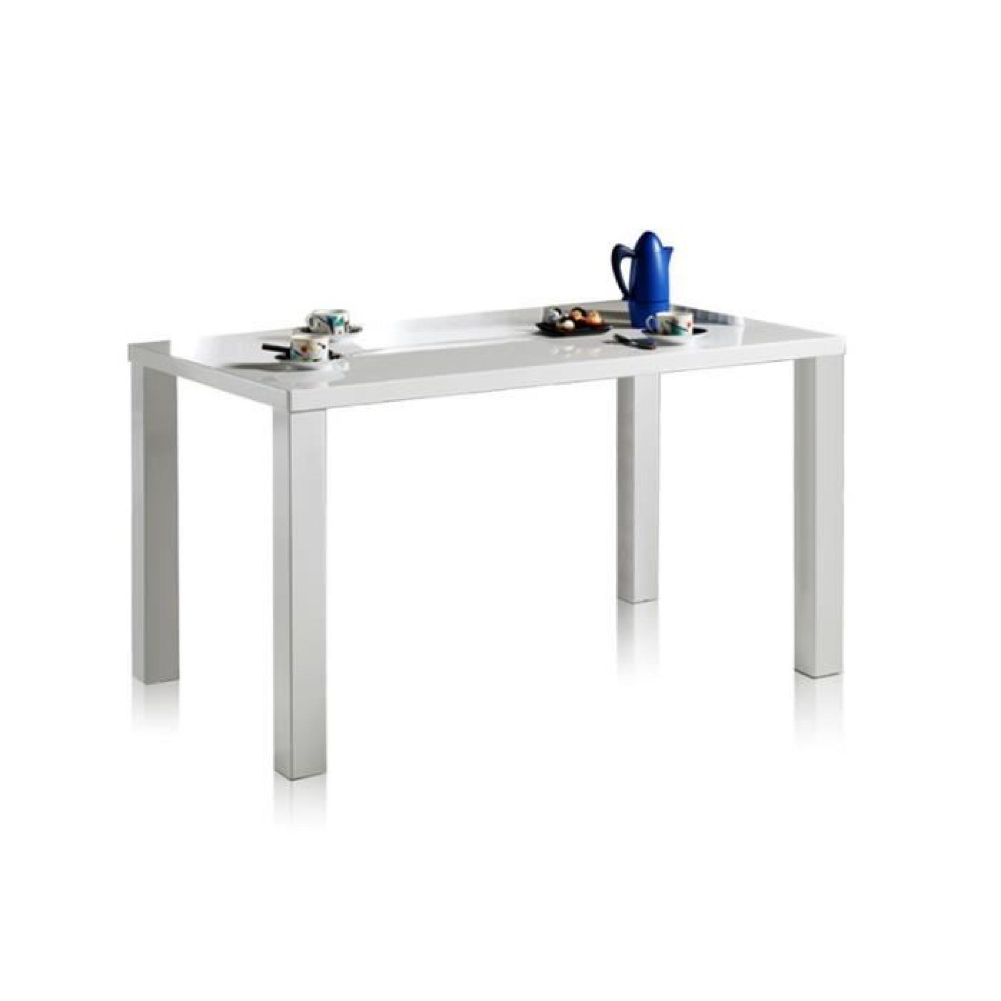 Table 80x140cm coloris blanc laqué