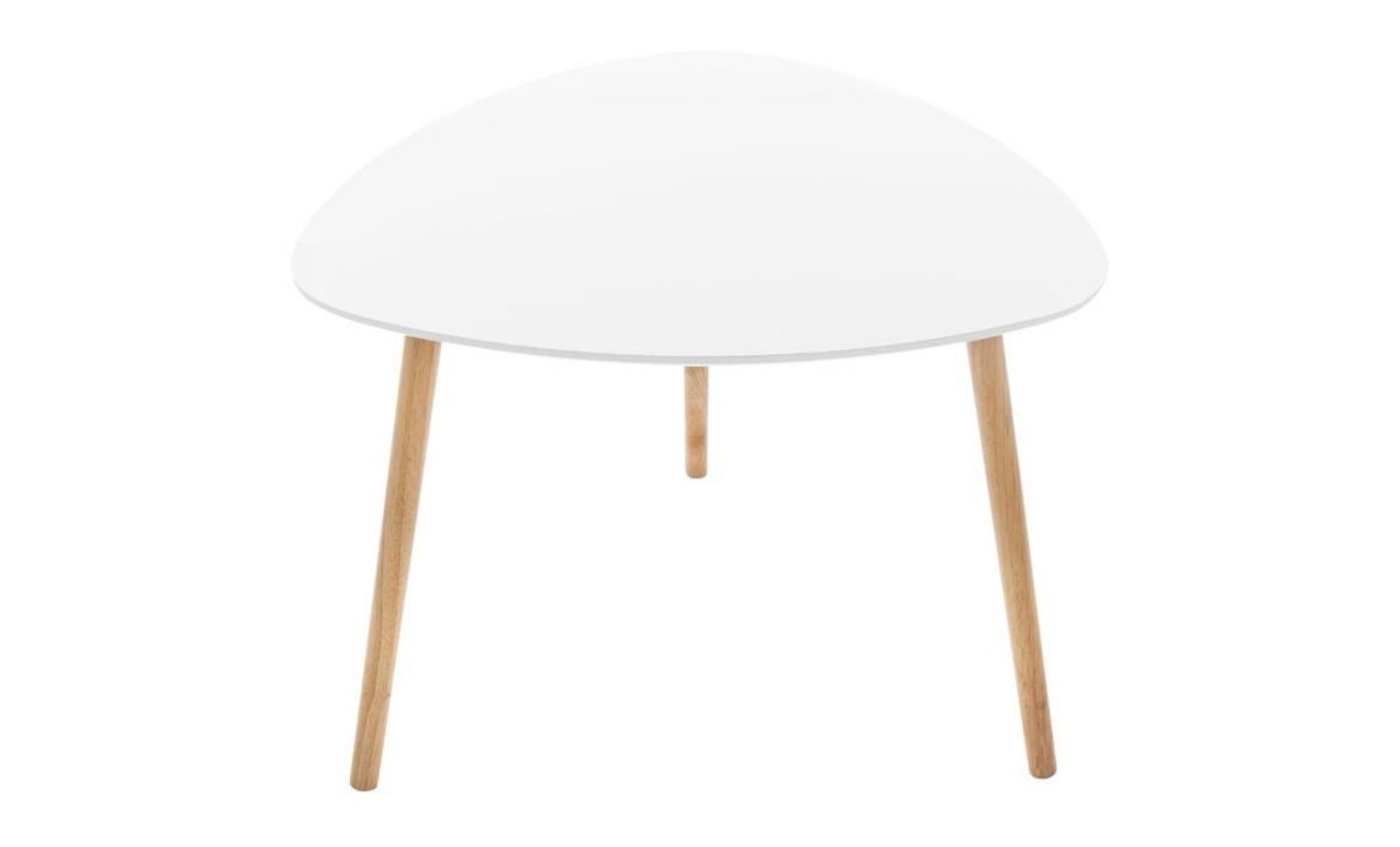table à café blanche en mdf et chêne   dim : l. 60 x l. 60 x h. 45 cm