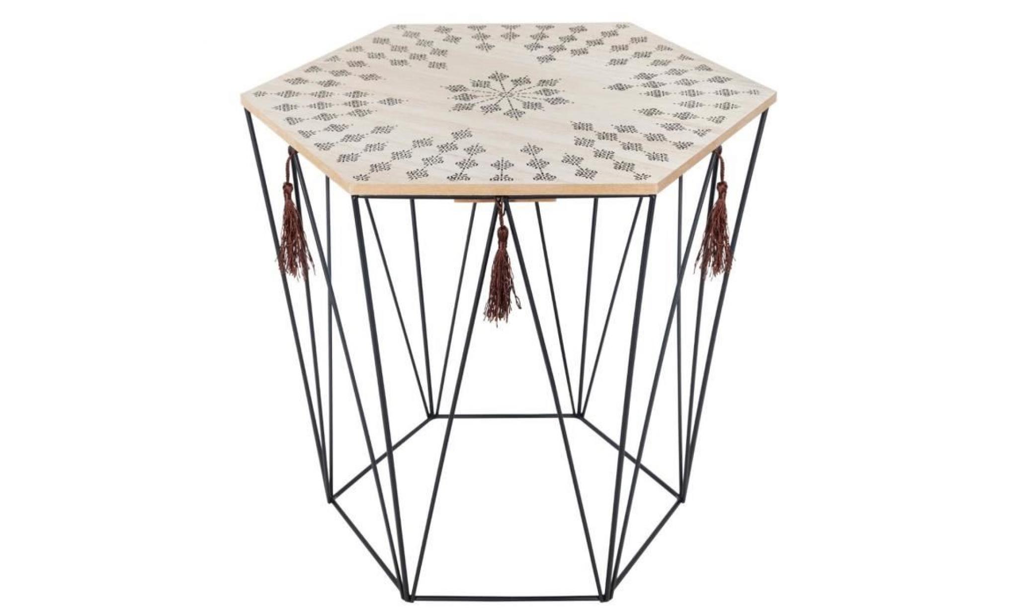 table à café octogonale en métal coloris noir   dim : d.43 x h.40 cm