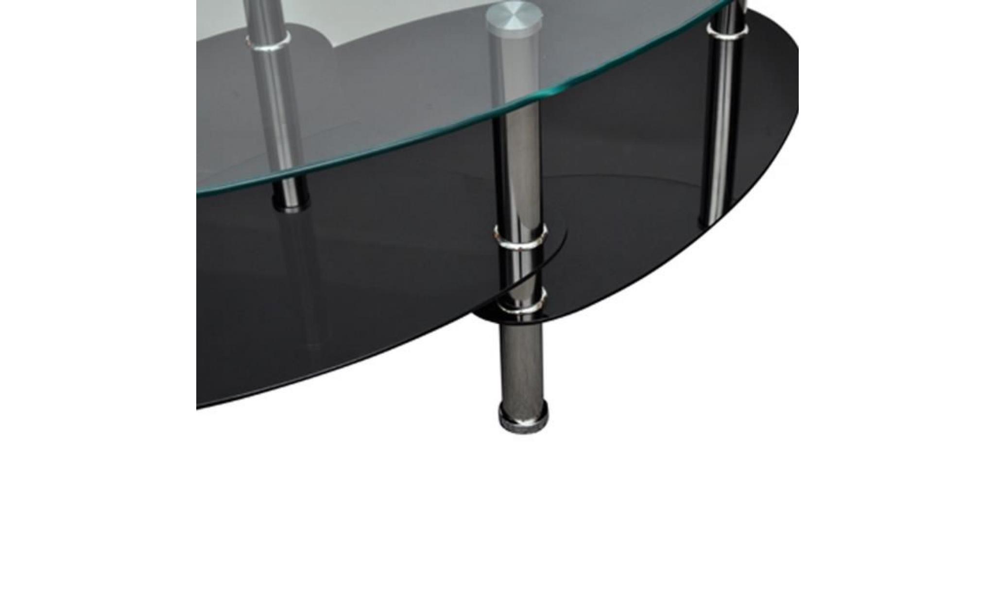 table à café / table basse à 3 couches de salon chambre ou bureau en verre trempé + cadre en métal noire barcelone 90 x 45 x 43 cm pas cher